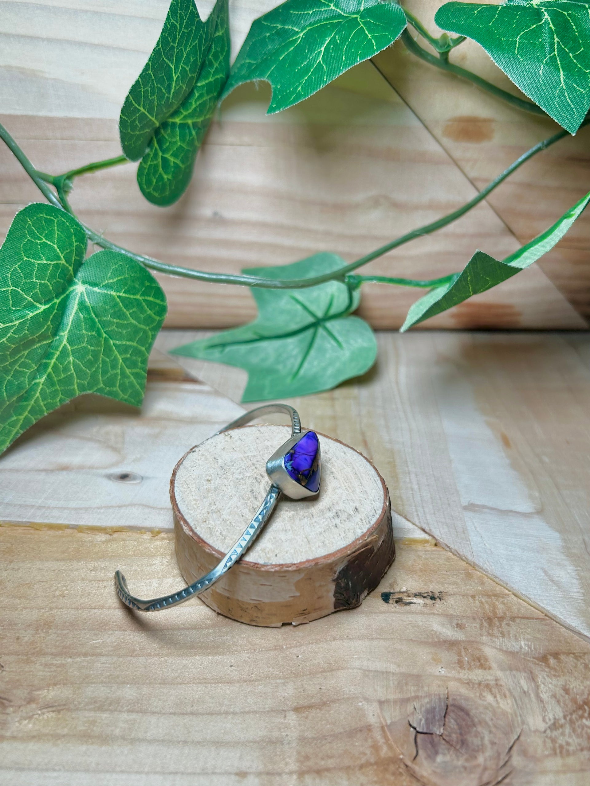 Navajo Made Purple Mohave Turquoise & Sterling Silver Cuff Bracelet