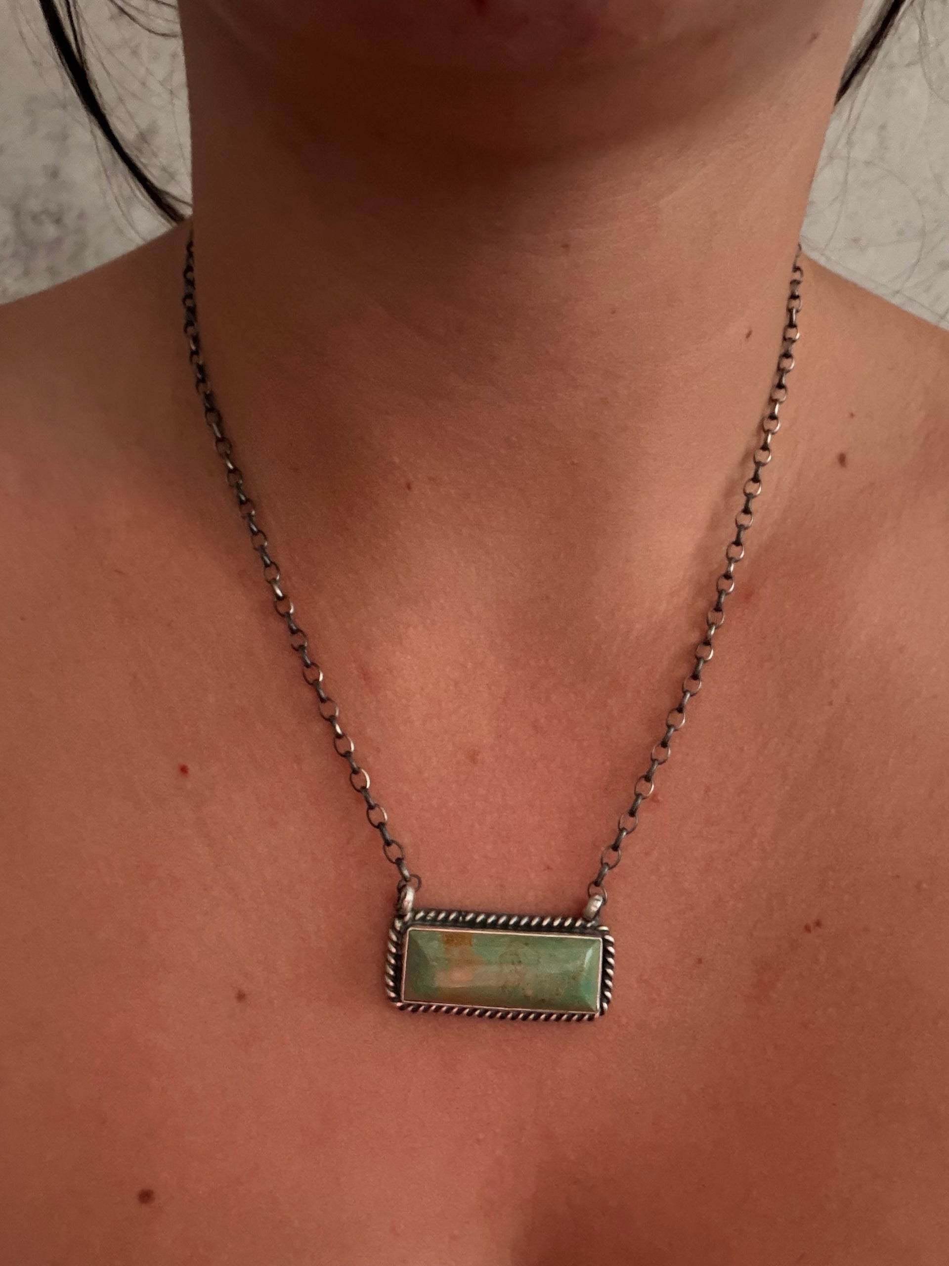 Donovan Skeets Kingman Turquoise & Sterling Silver Bar Necklace
