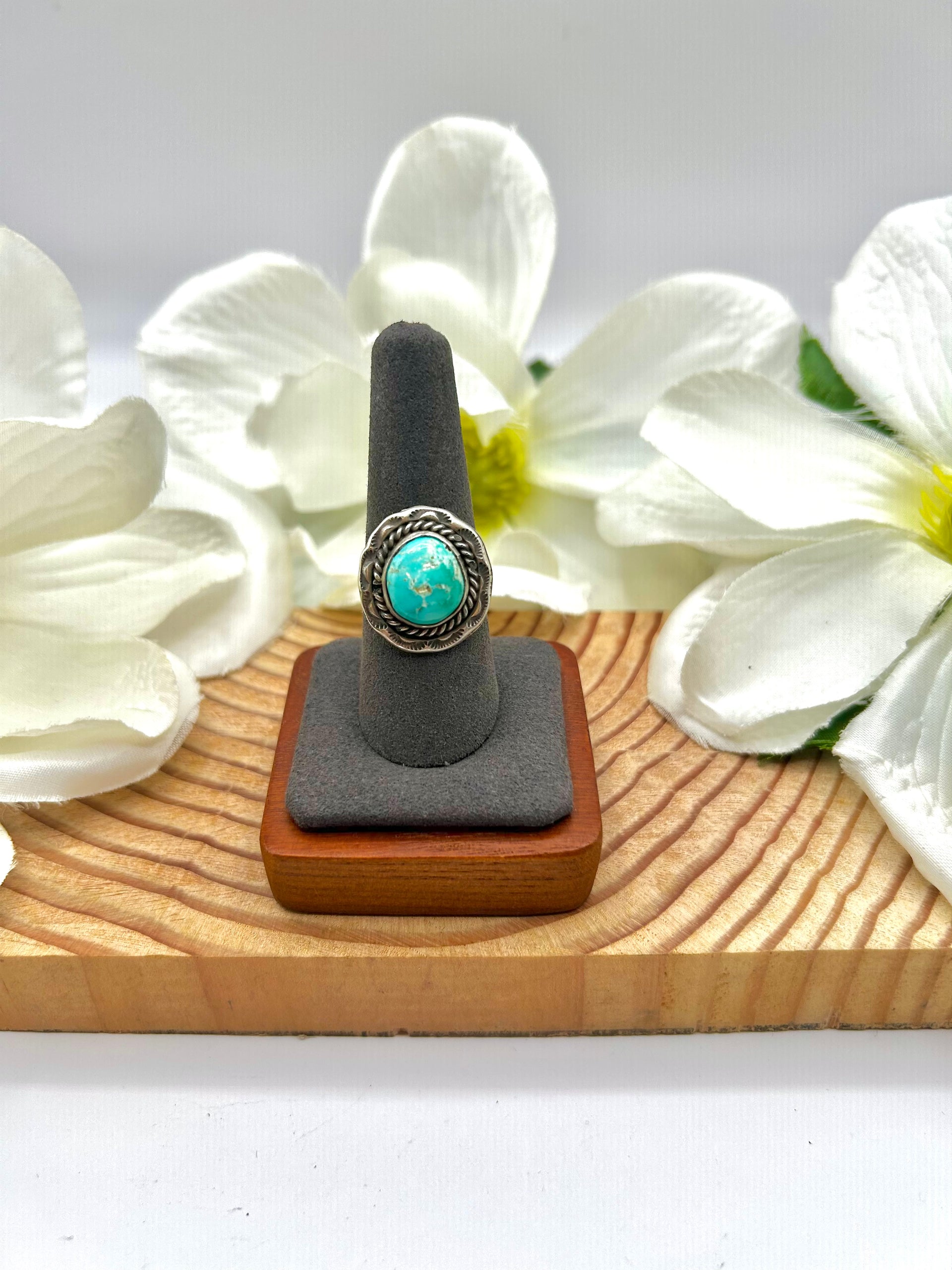 Navajo Made Royston Turquoise & Sterling Silver Ring Size 8.25