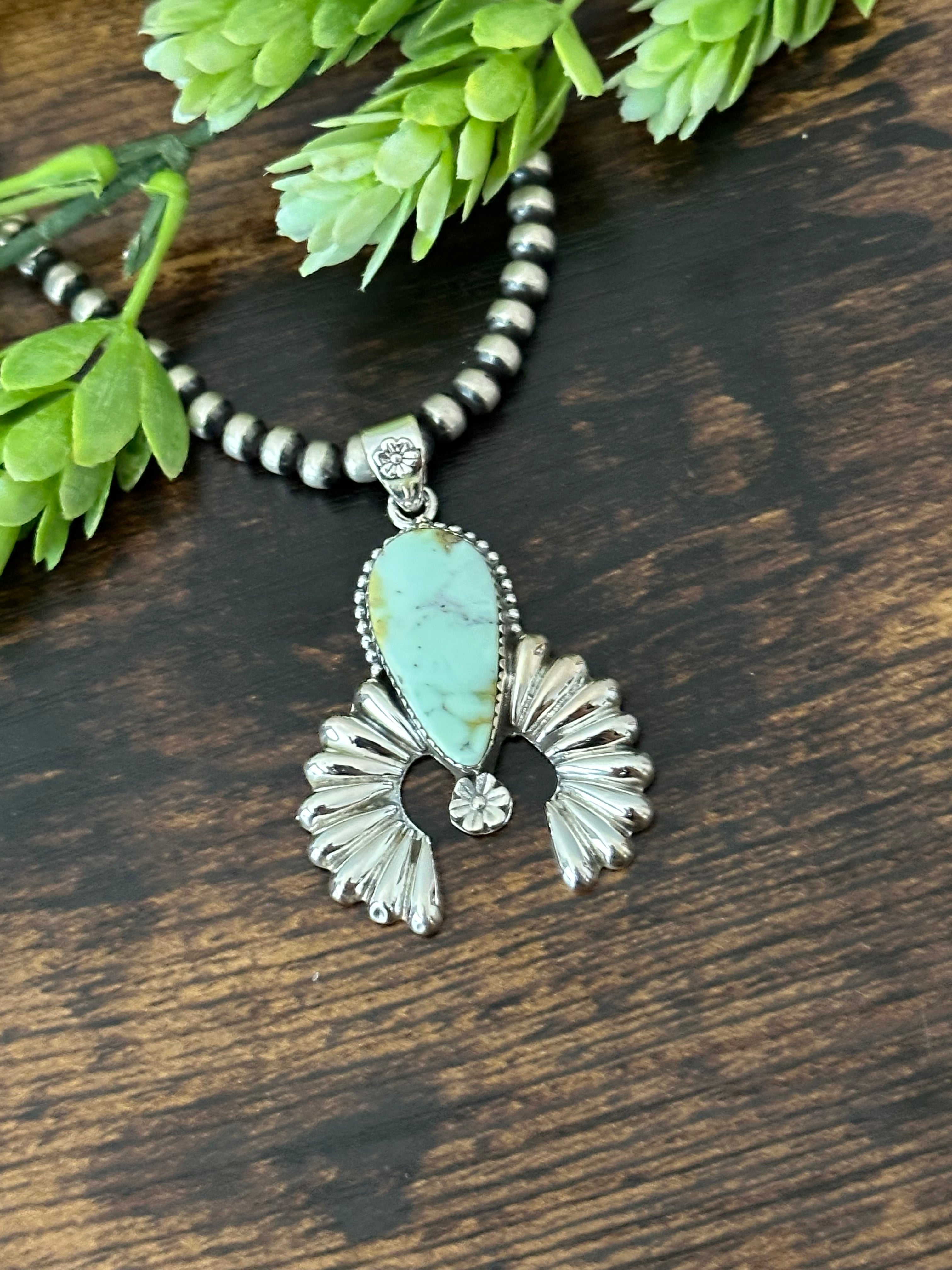 Southwest Palomino Variscite & Sterling Silver Pendant