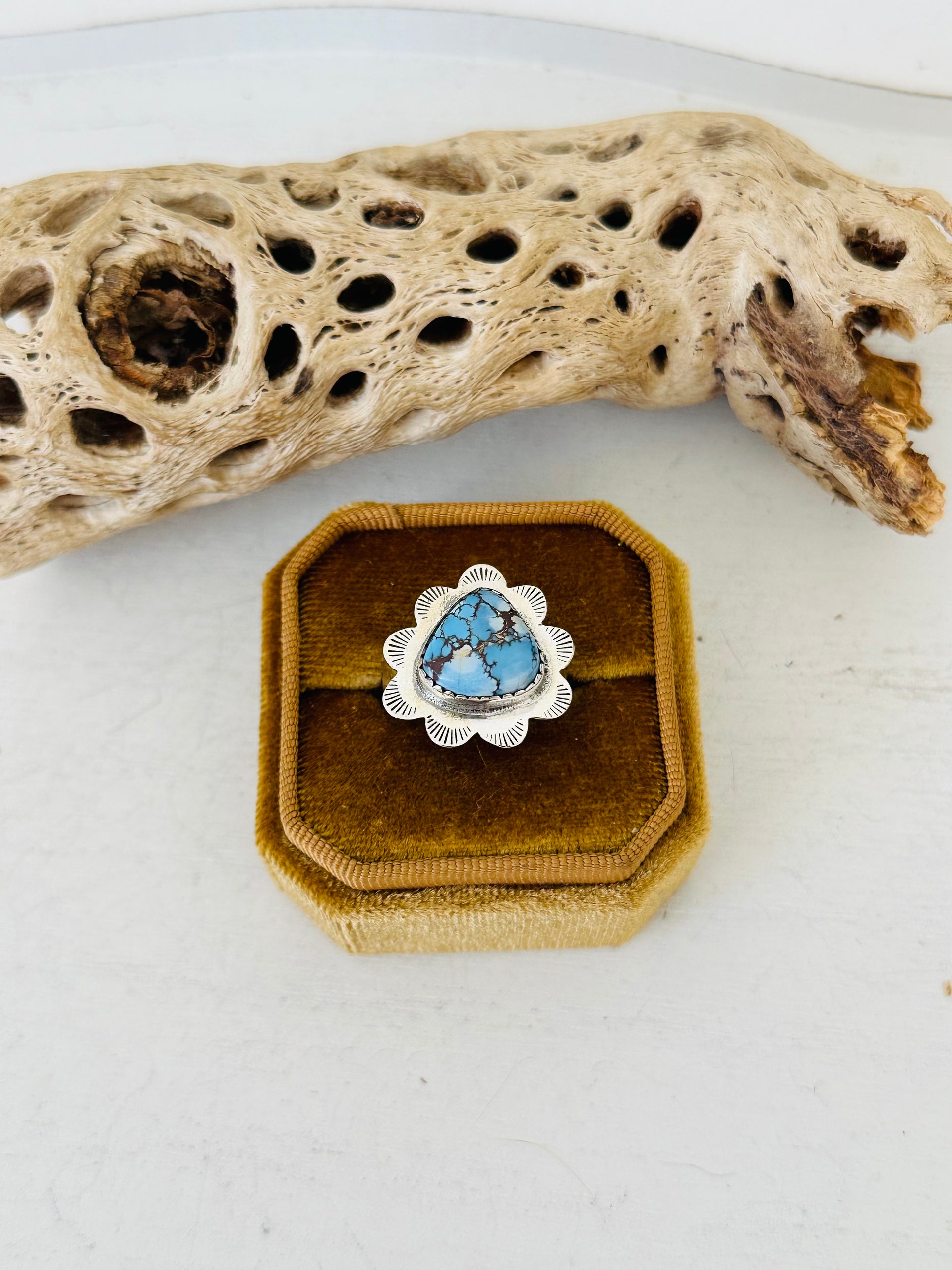 Southwest Handmade Golden Hills Turquoise & Sterling Silver Adjustable Ring