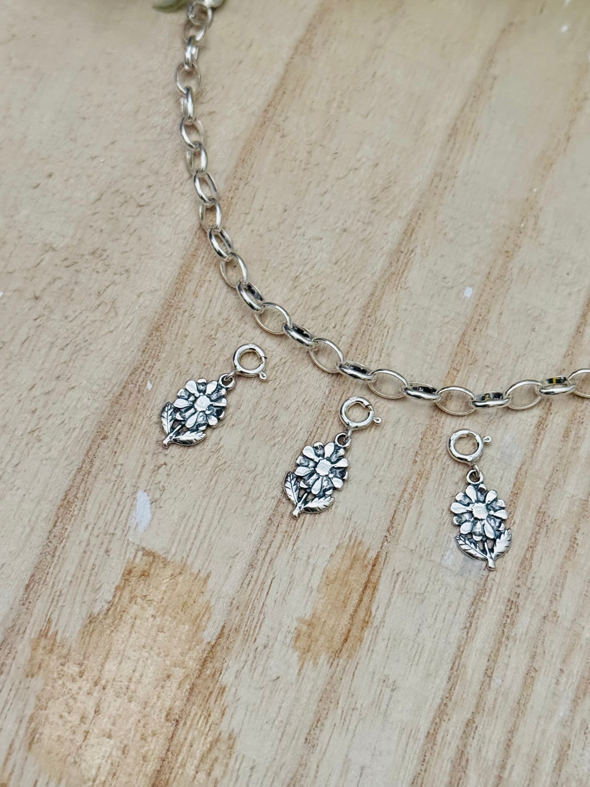 Navajo Made Sterling Silver Flower Cast Charms
