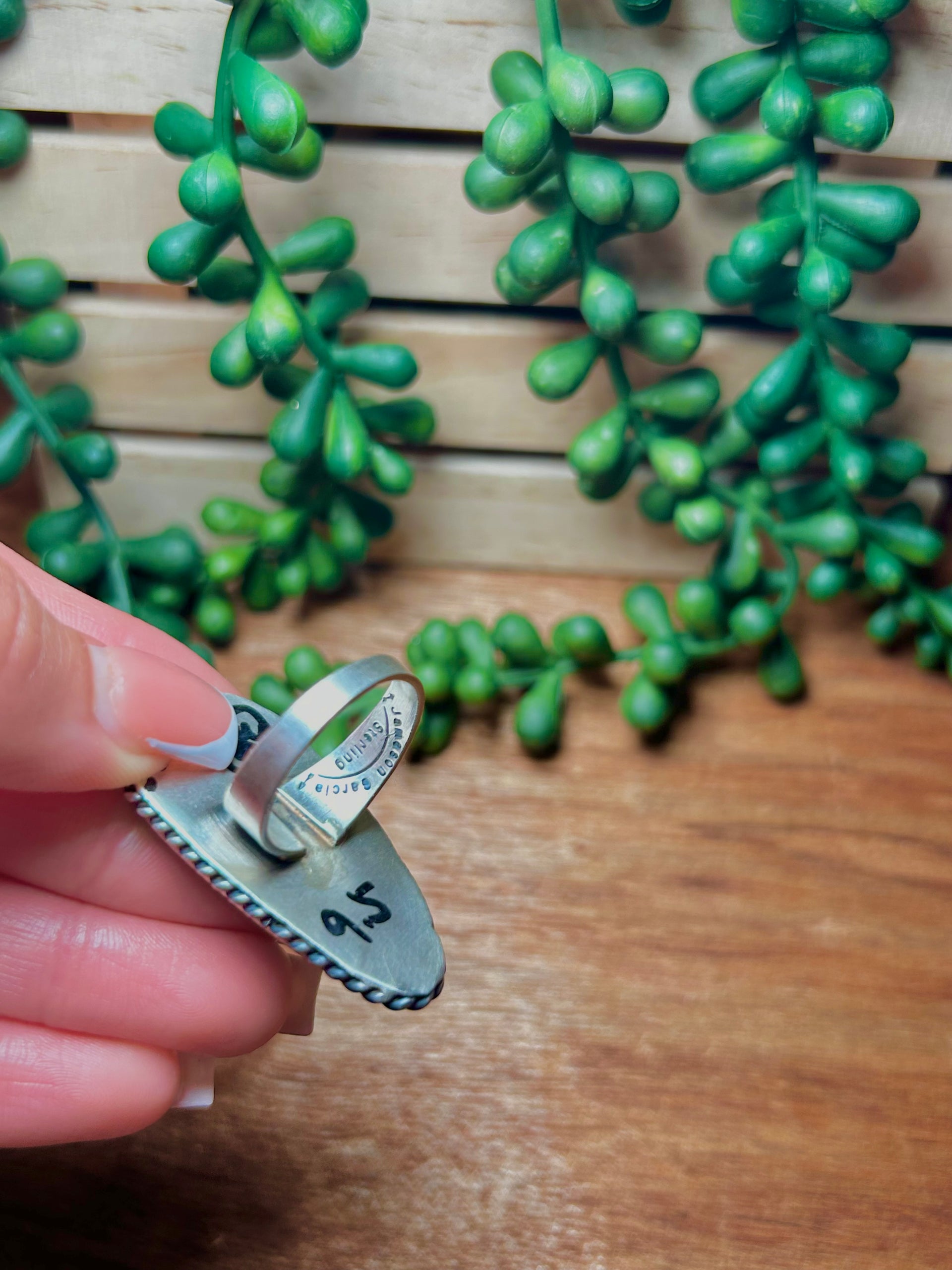 Jameson Garcia Black Jack Turquoise & Sterling Silver Ring Size 9.5