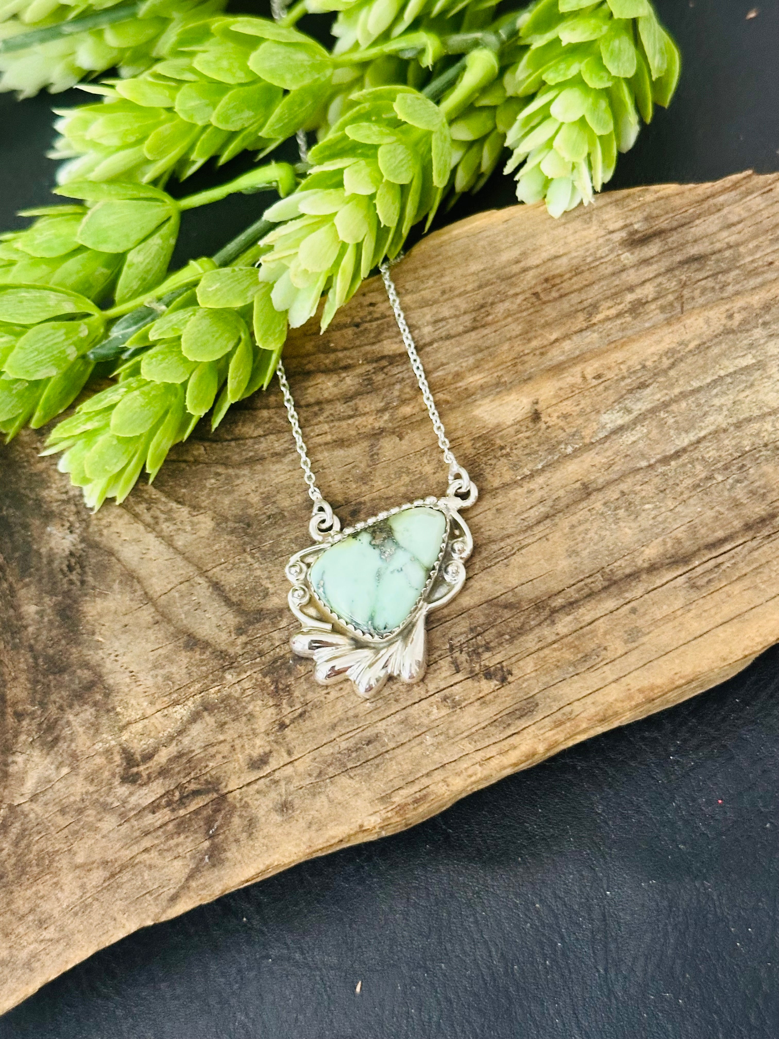 Southwest Palomino Variscite & Sterling Silver Necklace