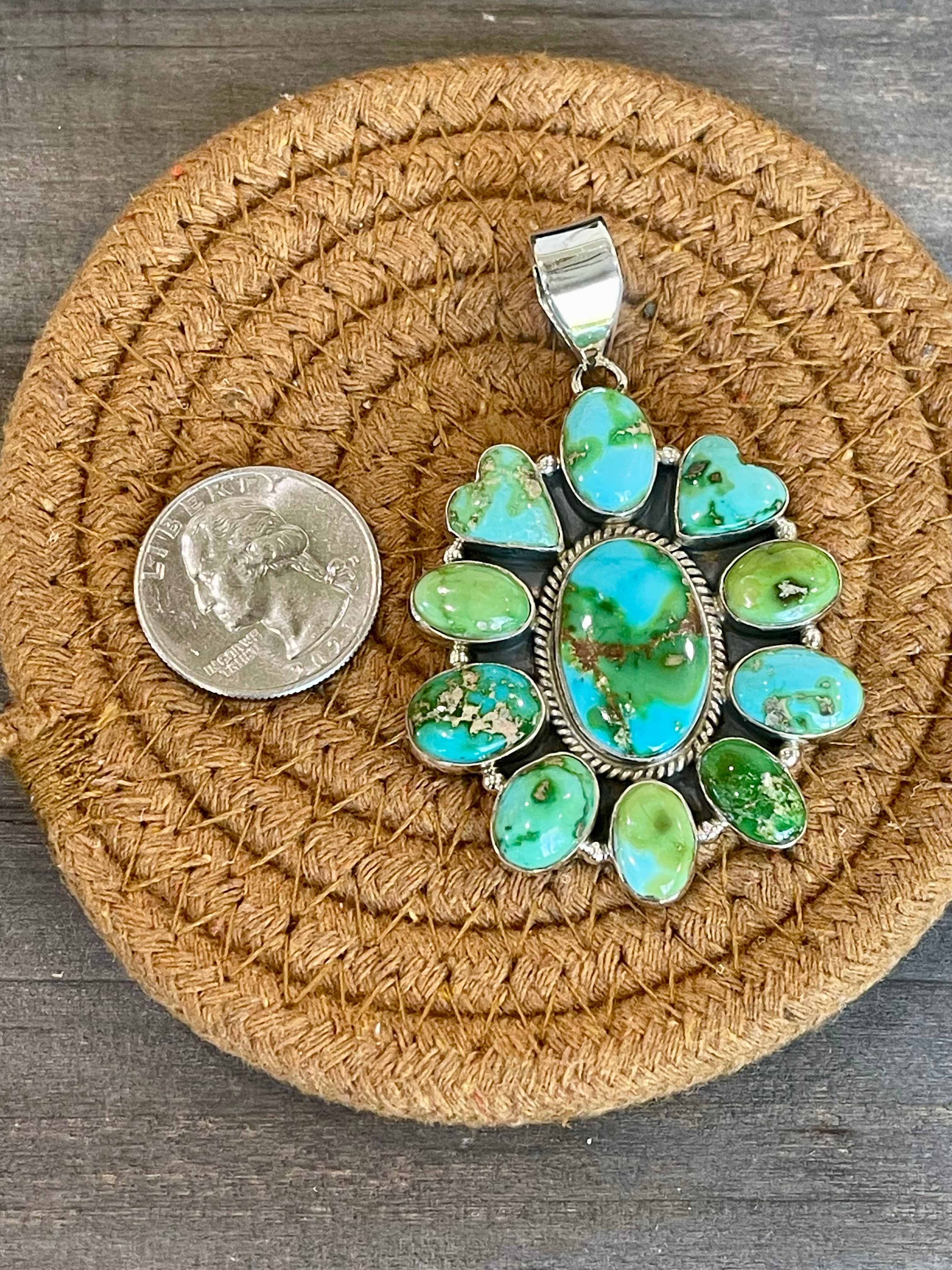 Southwest Handmade Sonoran Mountain Turquoise & Sterling Silver Pendant