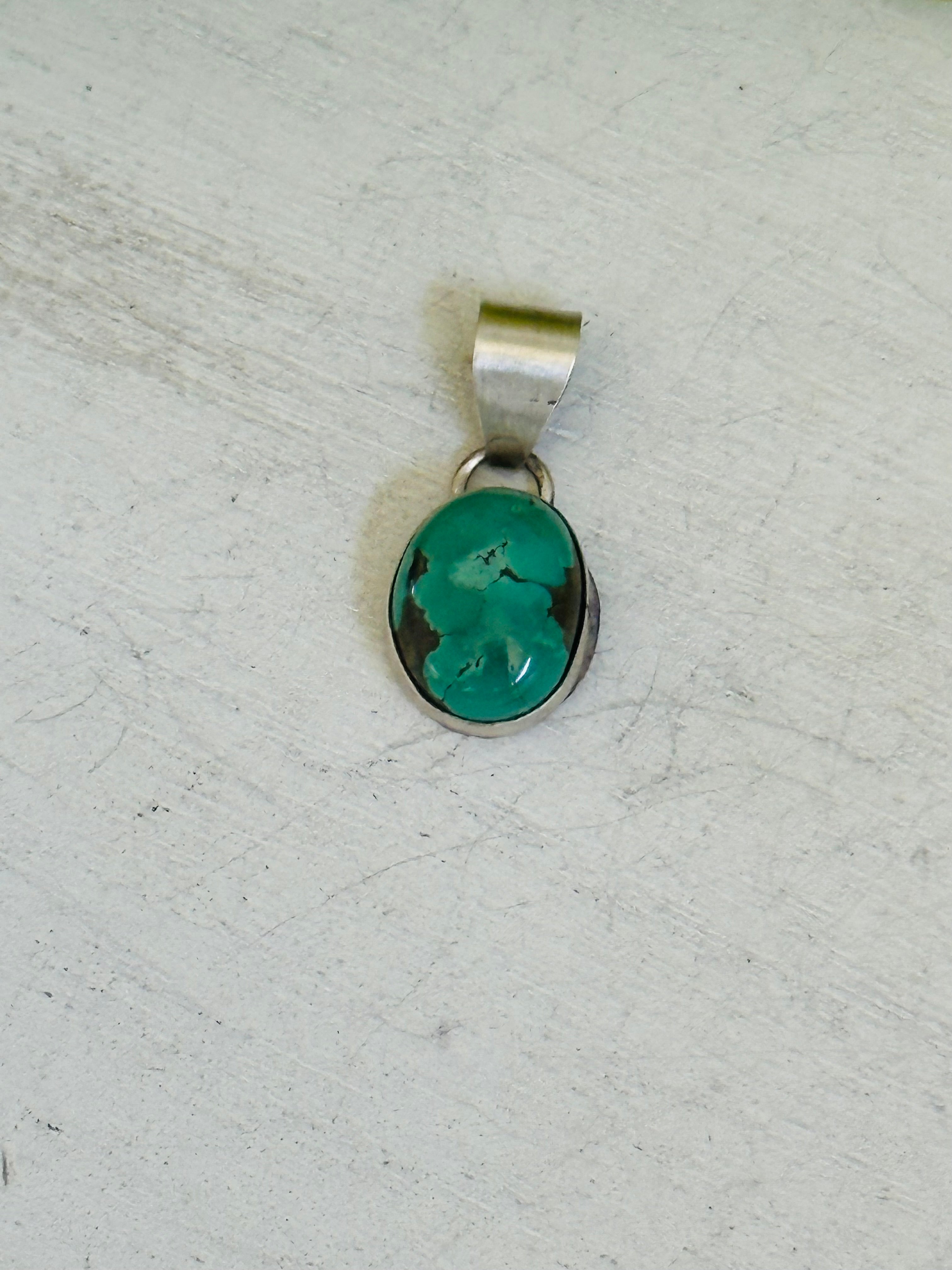 Navajo Made Carico Lake Turquoise & Sterling Silver Pendant