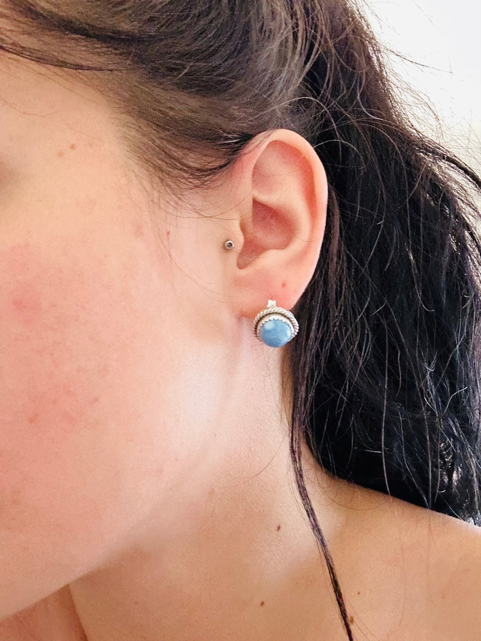 Southwest Handmade Golden Hills Turquoise & Sterling Silver Post Stud Earrings