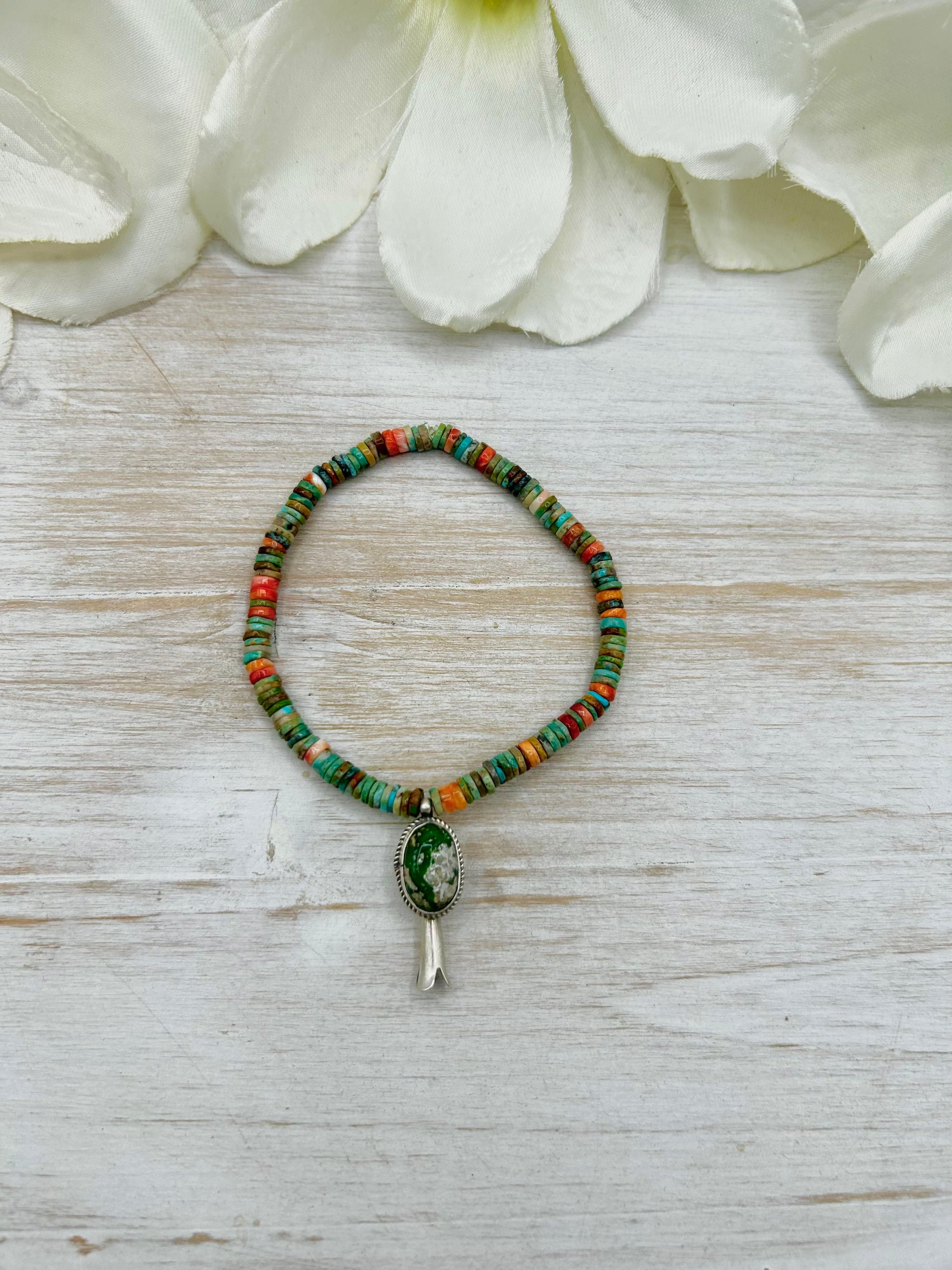 George Rios Multi Stone & Sterling Silver Stretchy Bracelet