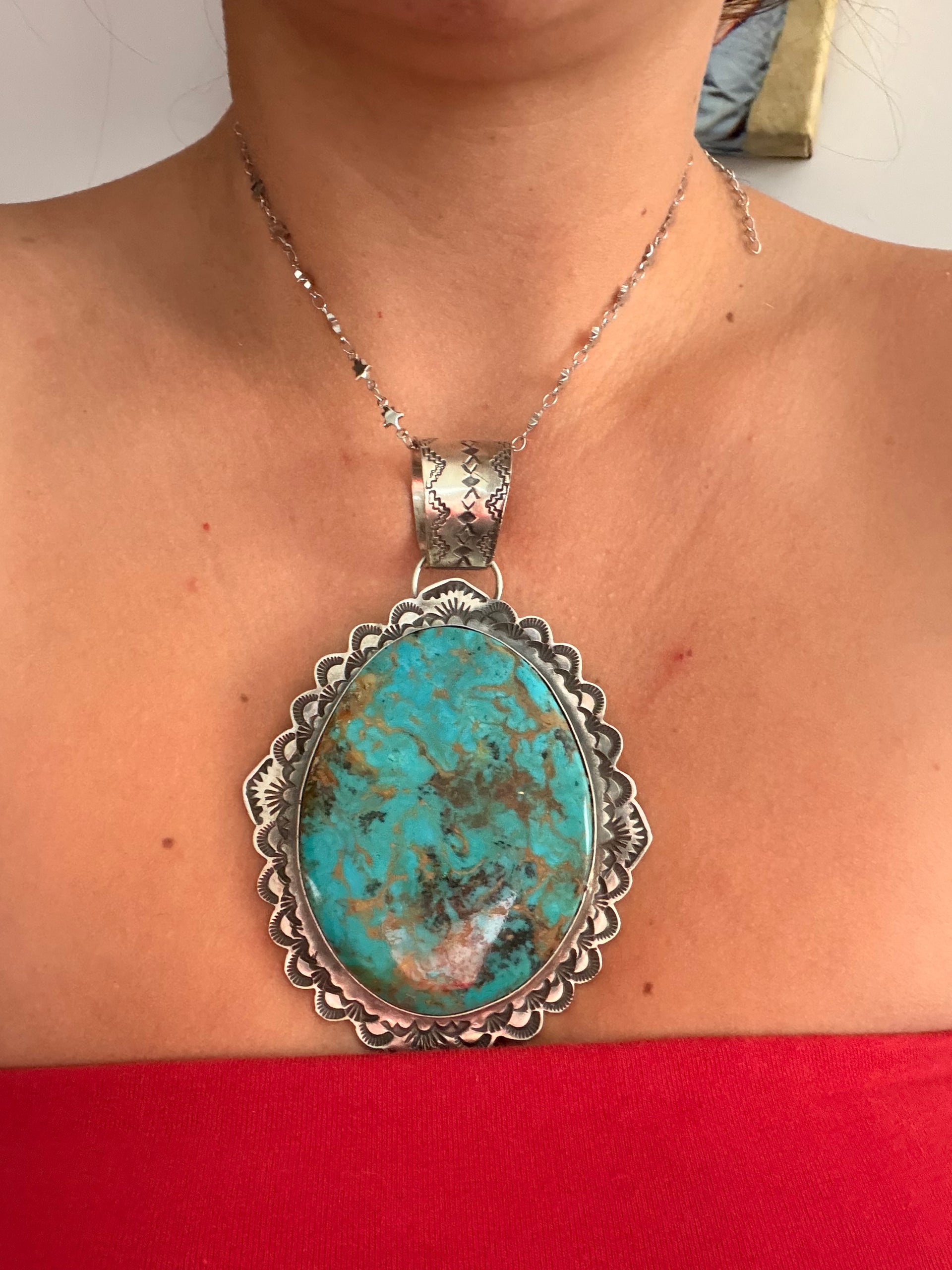 Rick Enrique Red Skin Turquoise & Sterling Silver Jumbo Pendant