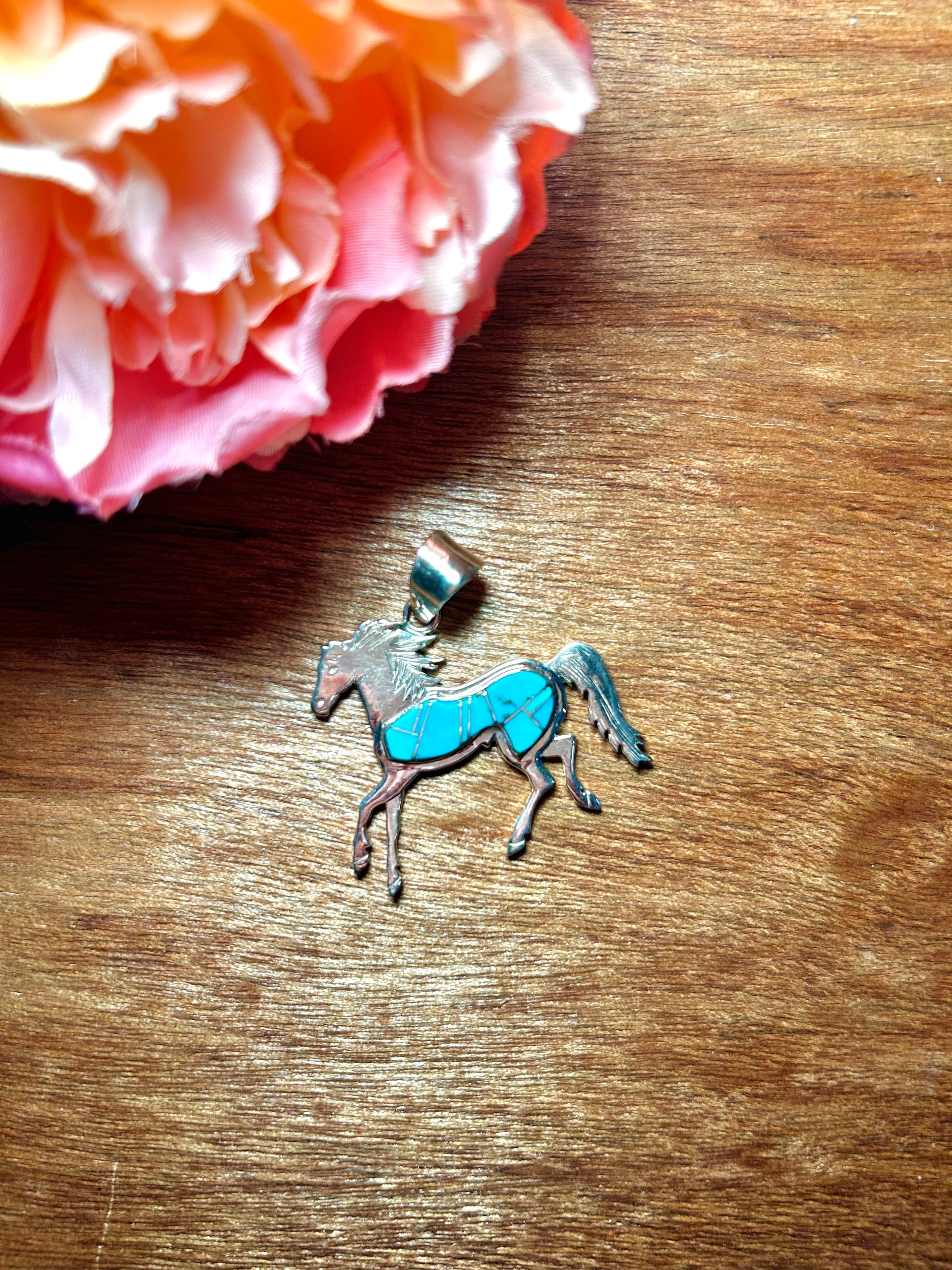 Navajo Made Kingman Turquoise & Sterling Silver Pendant