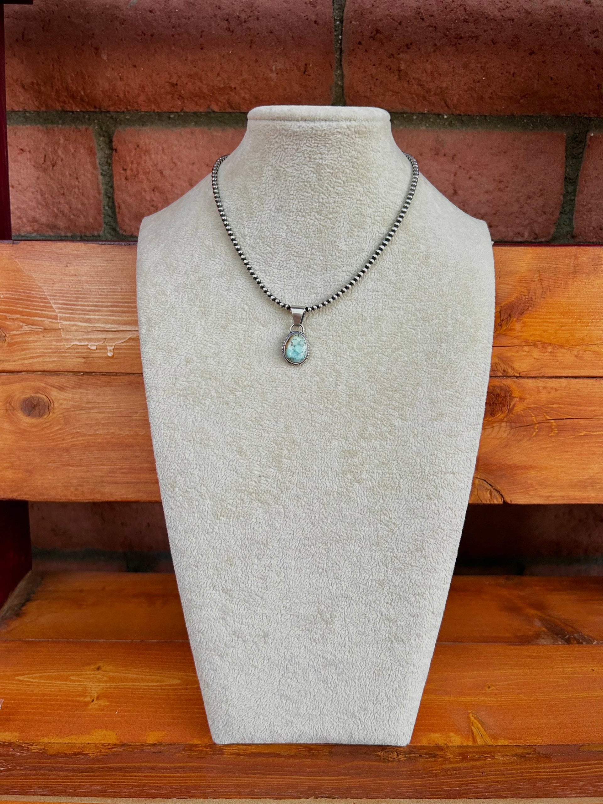 Navajo Made Golden Hill’s Turquoise & Sterling Silver Pendant