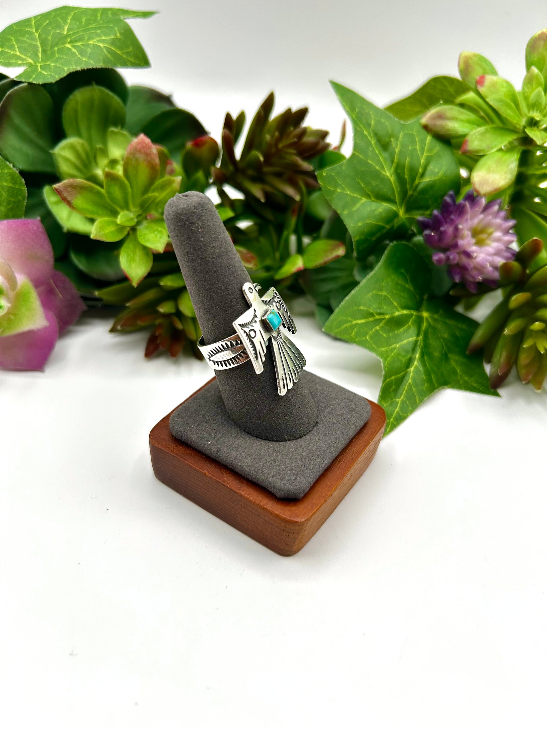 Navajo Made Kingman Turquoise & Sterling Silver Ring