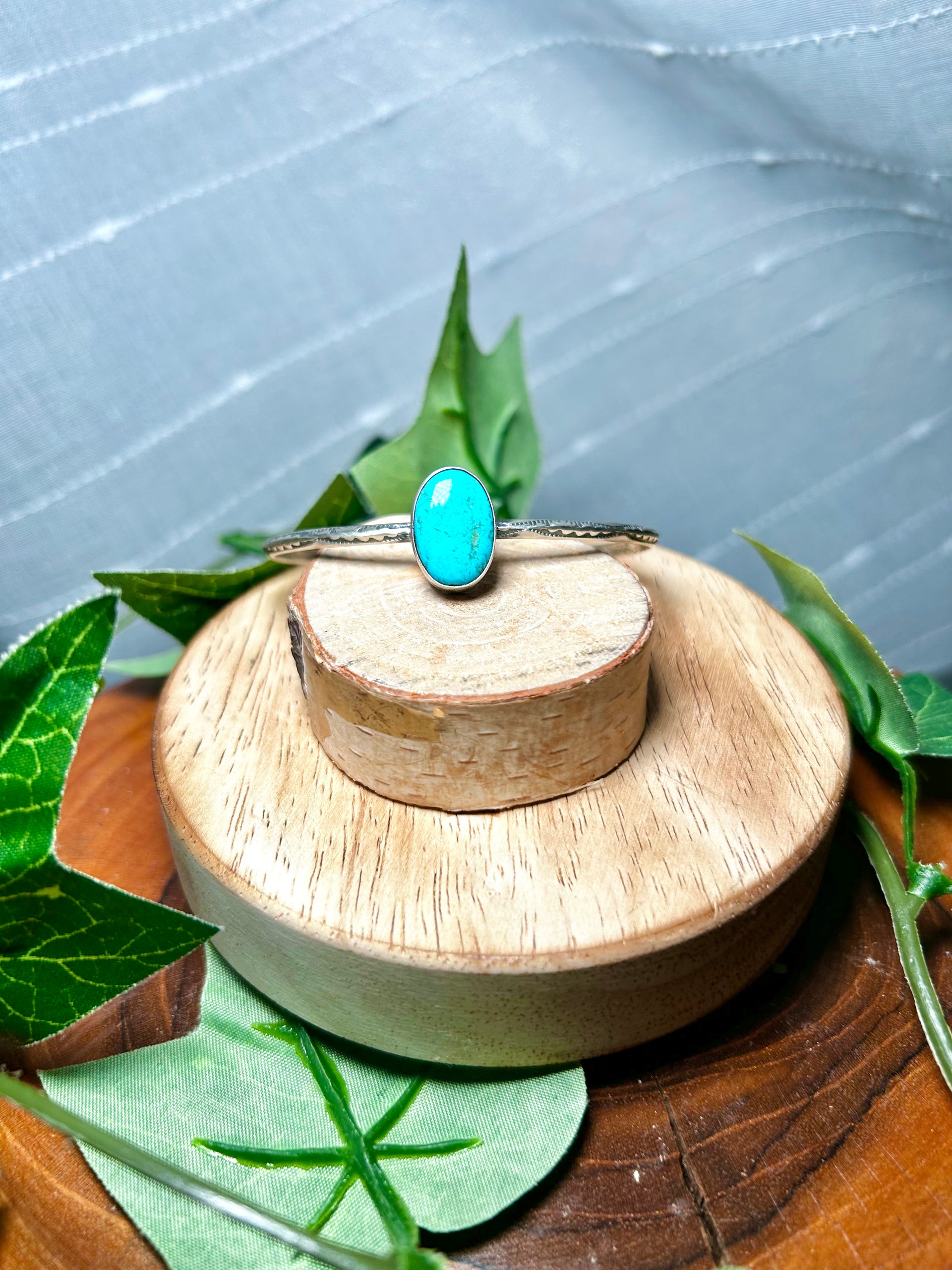 Navajo Made Kingman Turquoise & Sterling Silver Cuff Bracelet