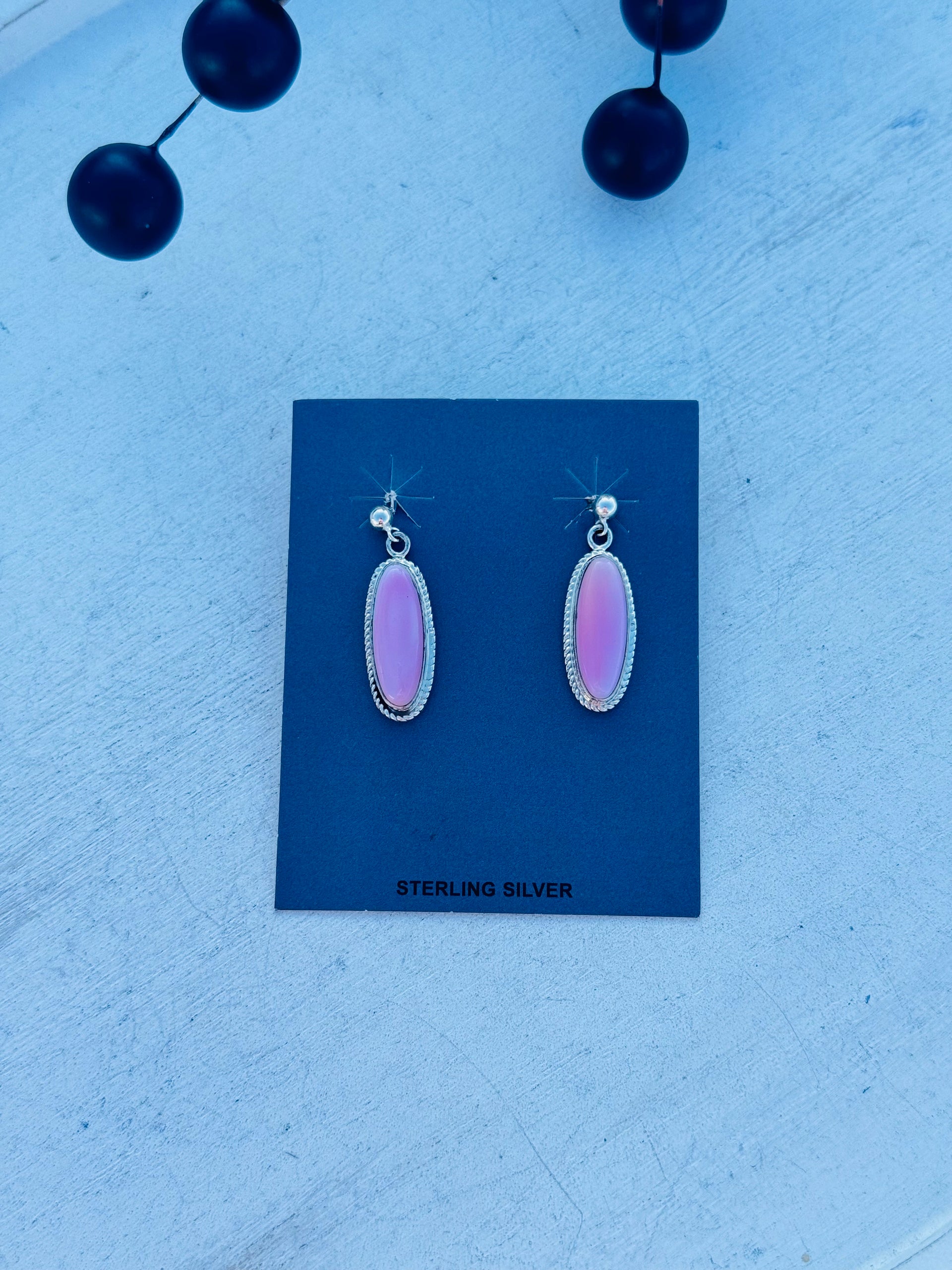 Shirley Henry Pink Conch & Sterling Silver Post Dangle Earrings