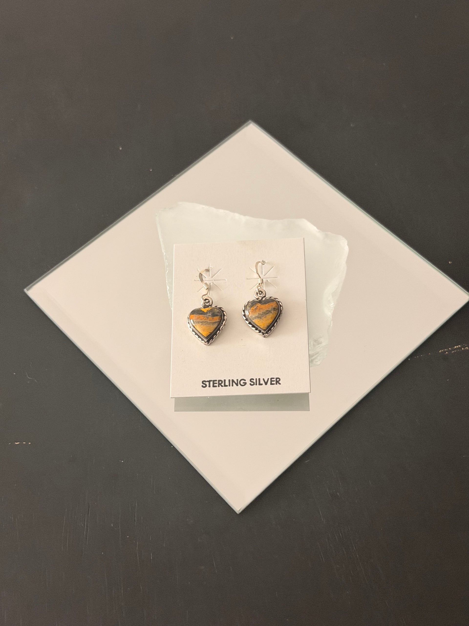 Navajo Made BB Agate & Sterling Silver Dangle Earrings
