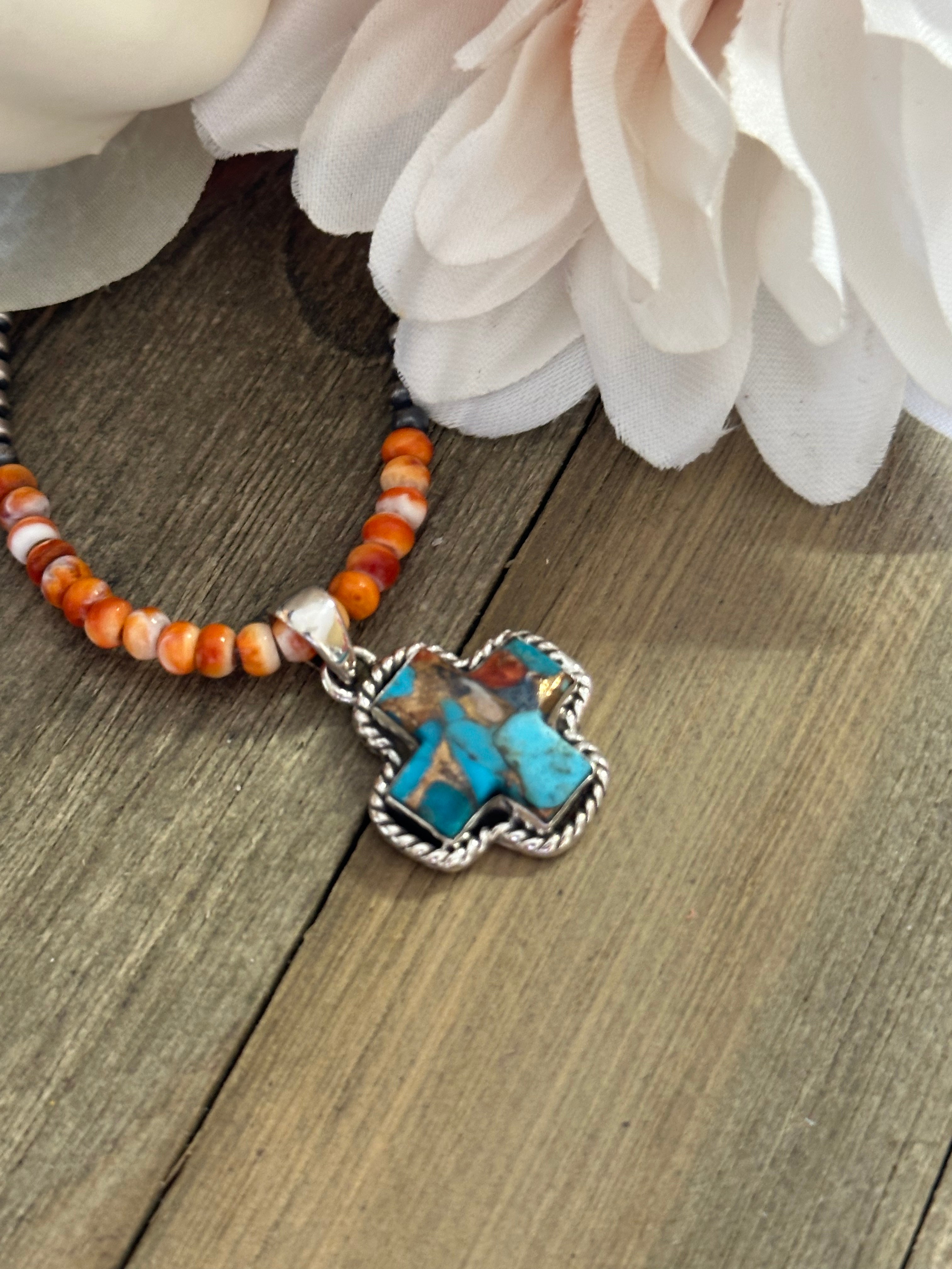 Southwest Handmade Mohave Turquoise & Sterling Silver Pendant