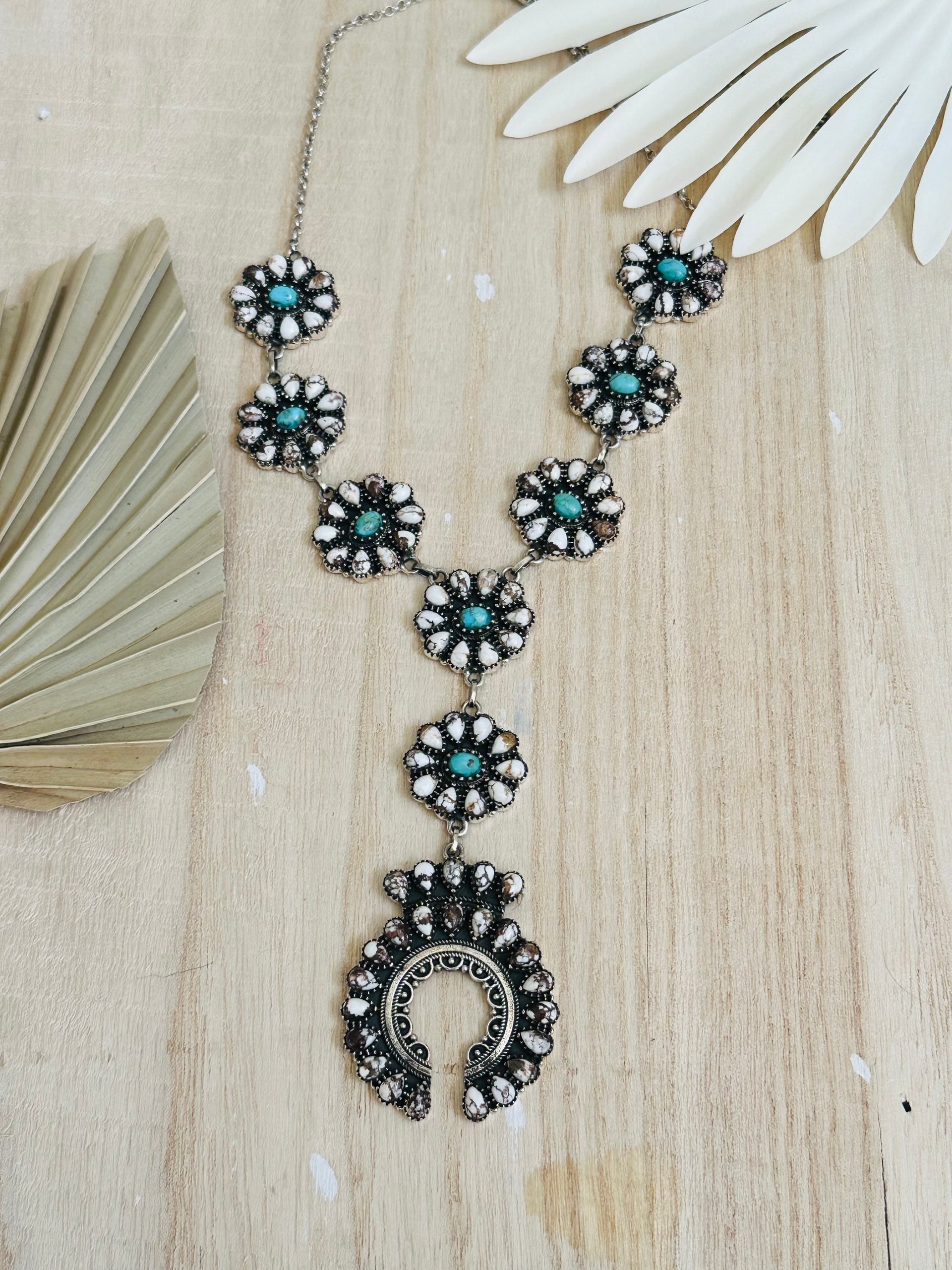 Southwest Handmade Multi Stone & Sterling Silver Cluster Necklace