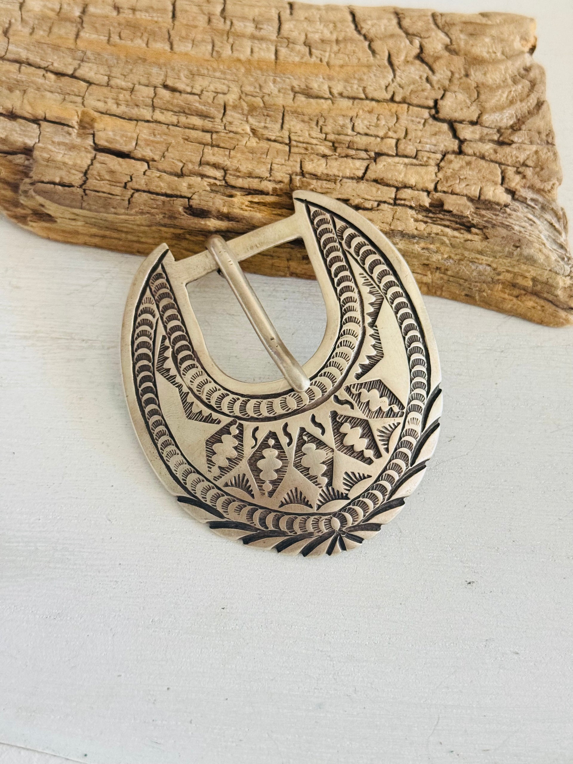 Navajo Made Sterling Silver Belt Buckle