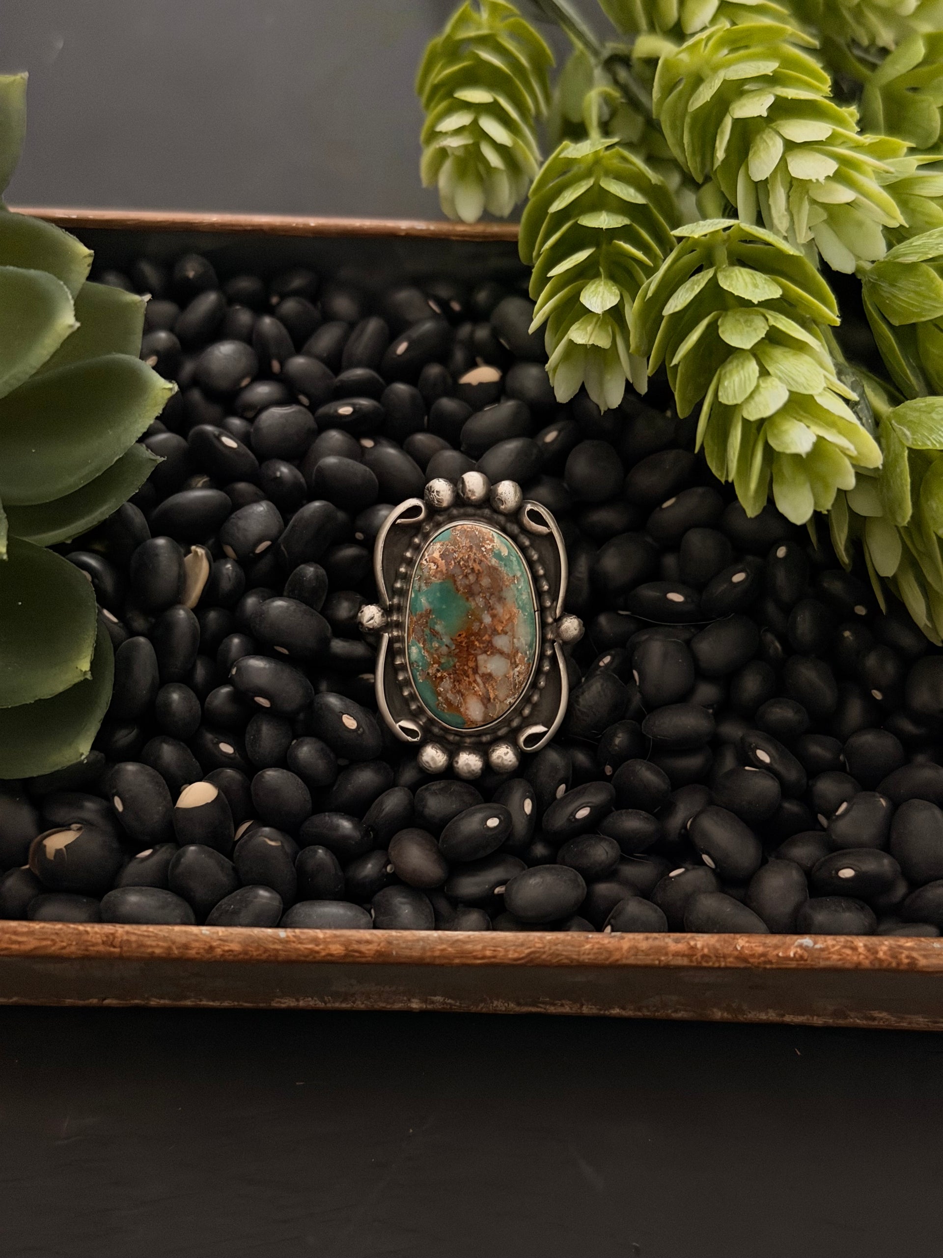 Navajo Made Royston Turquoise & Sterling Silver Adjustable Ring