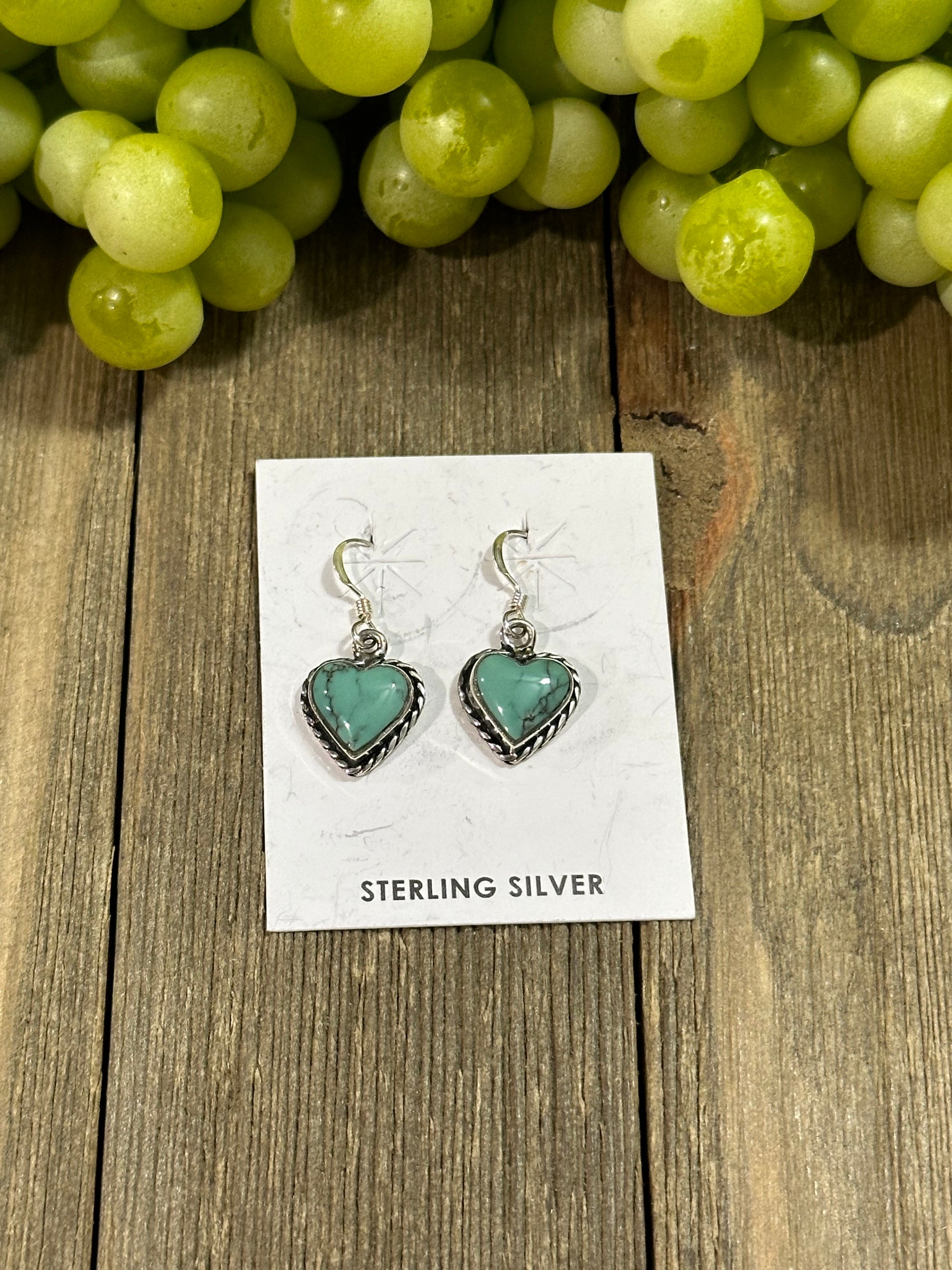 Navajo Made Kingman Turquoise & Sterling Silver Dangle Earrings