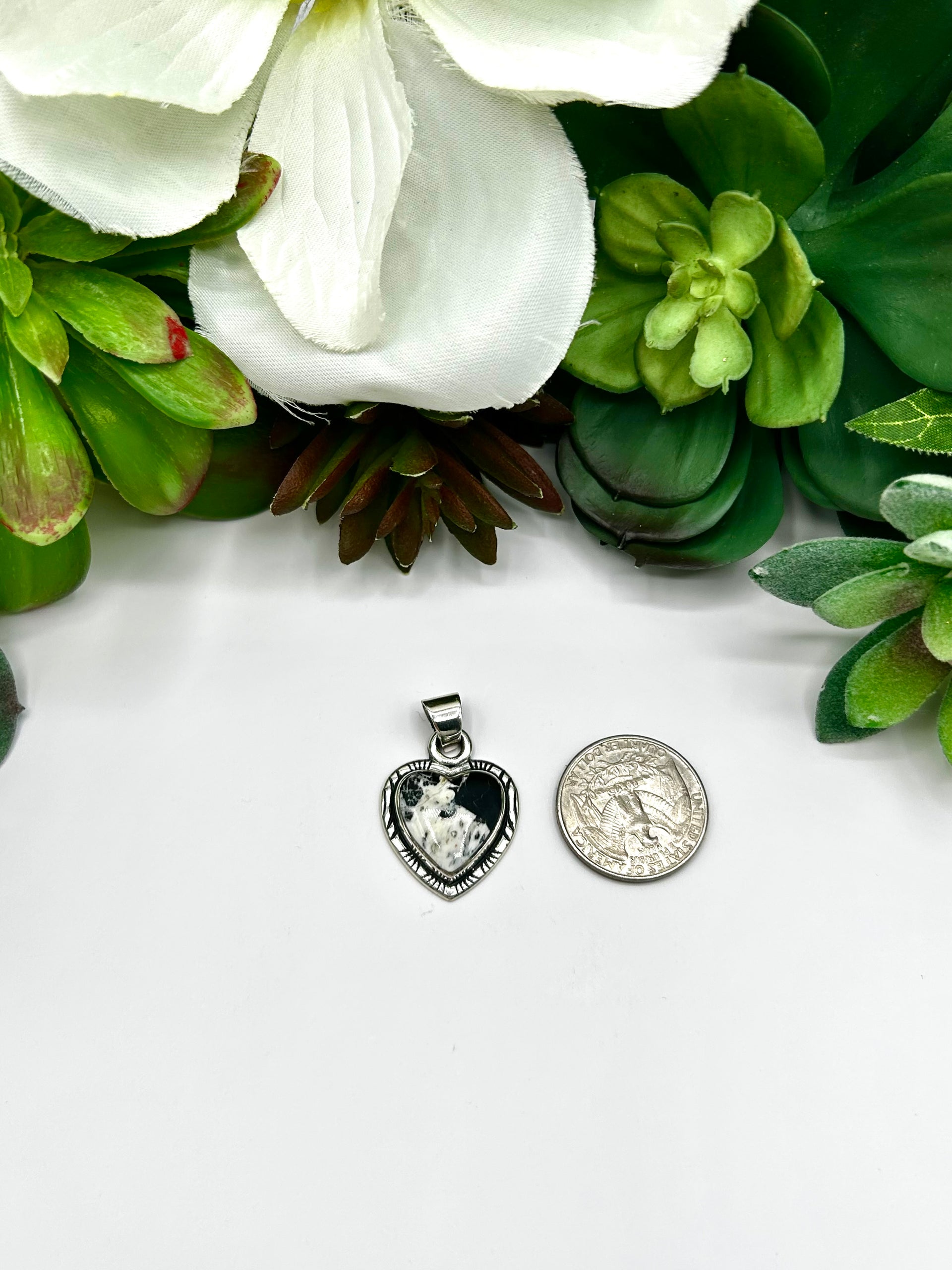 Navajo Made White Buffalo & Sterling Silver Pendant