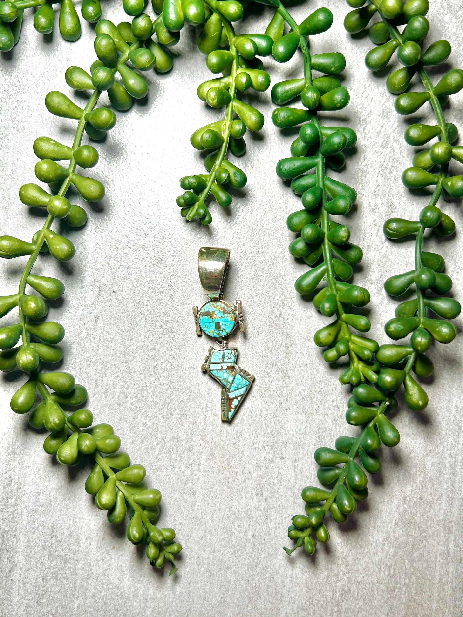 Navajo Made #8 Turquoise & Sterling Silver Pendant