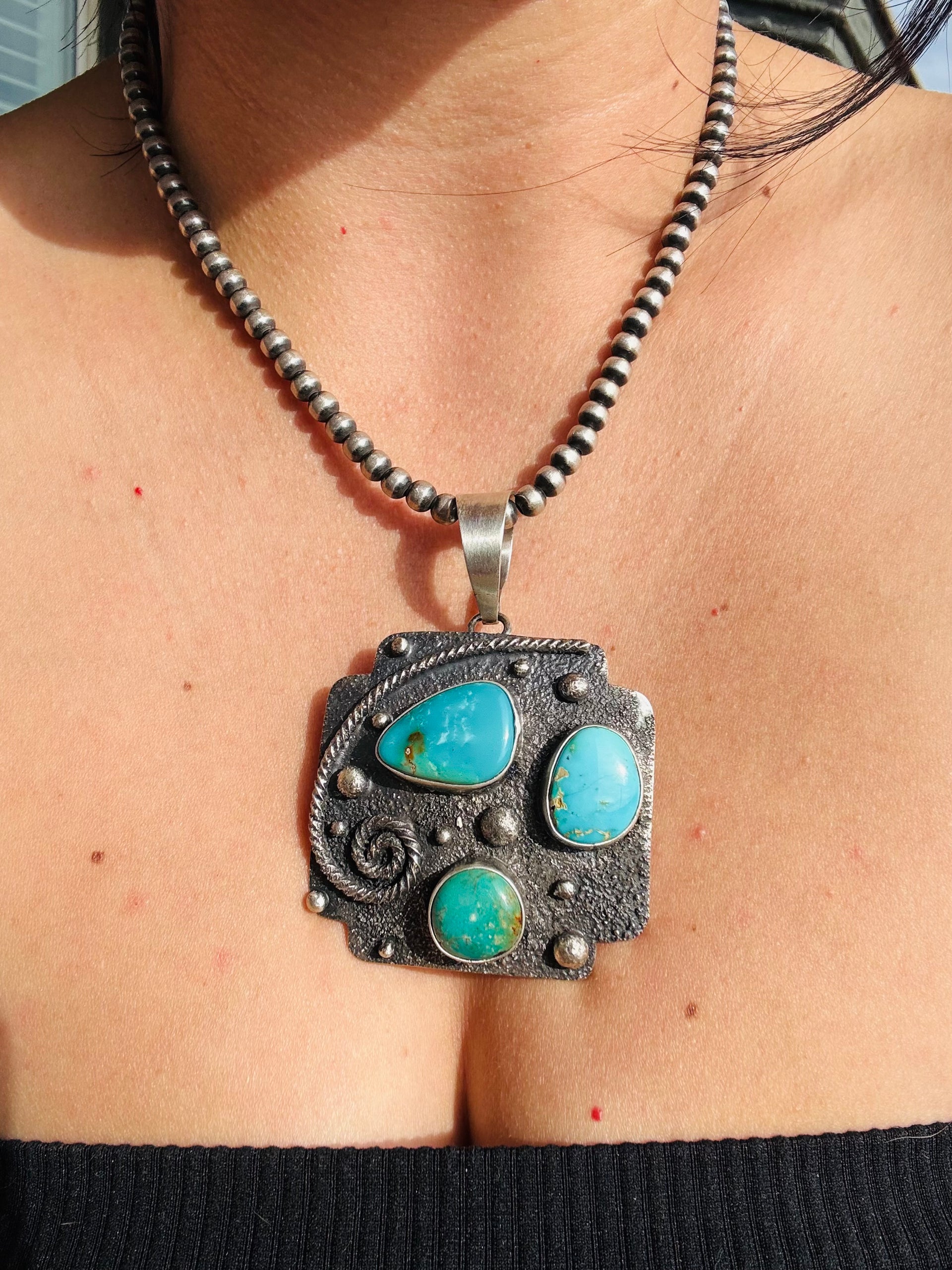 Randy Billy Kingman Turquoise & Sterling Silver Pendant