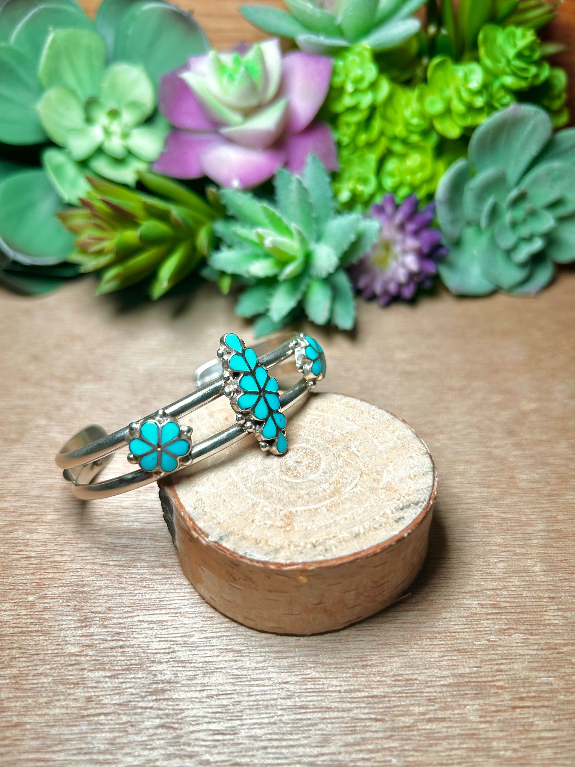 Zuni Made Kingman Turquoise & Sterling Silver Cuff Bracelet