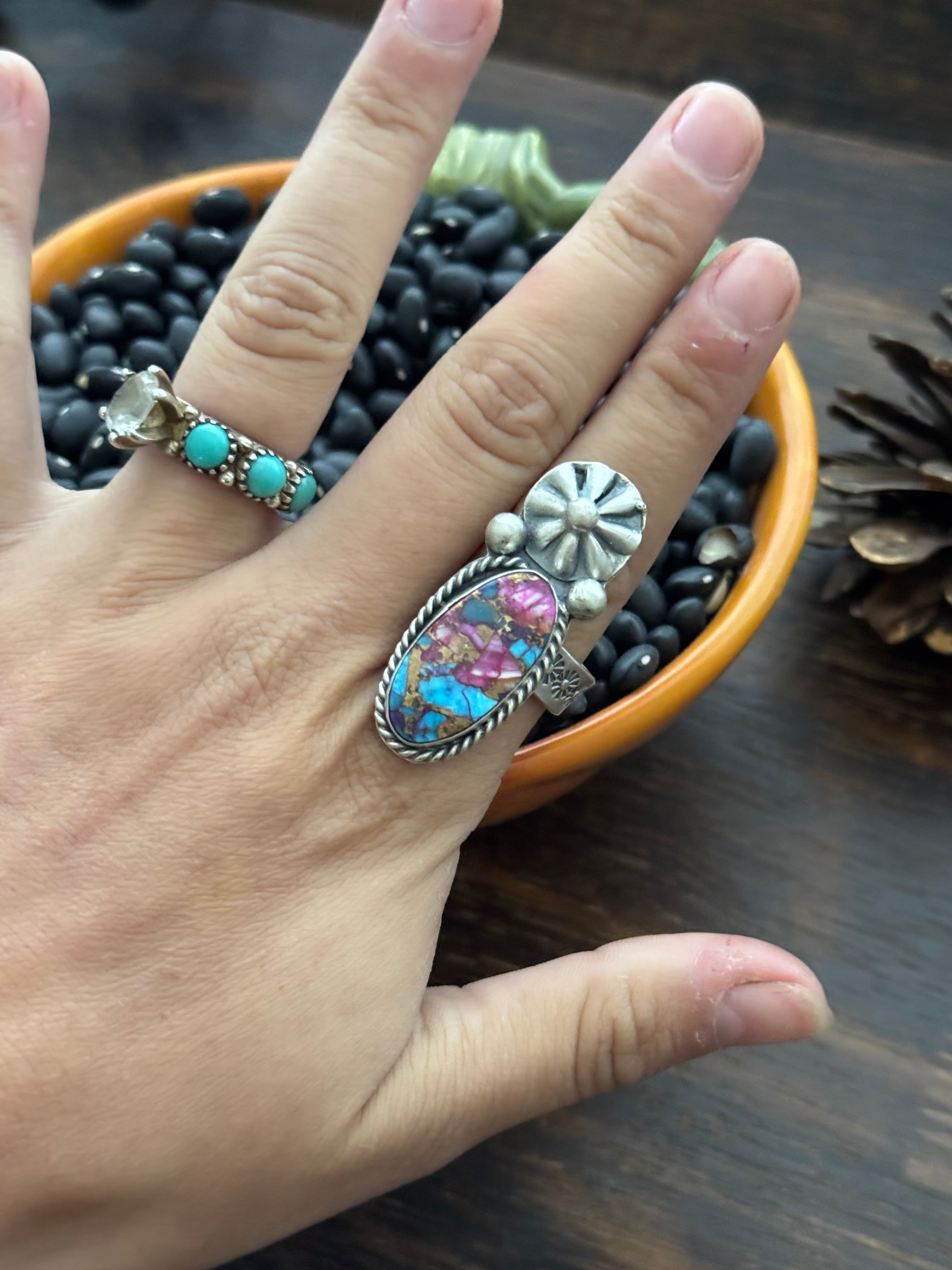 Boyd J Ashley Pink Mohave Turquoise & Sterling Silver Adjustable Ring