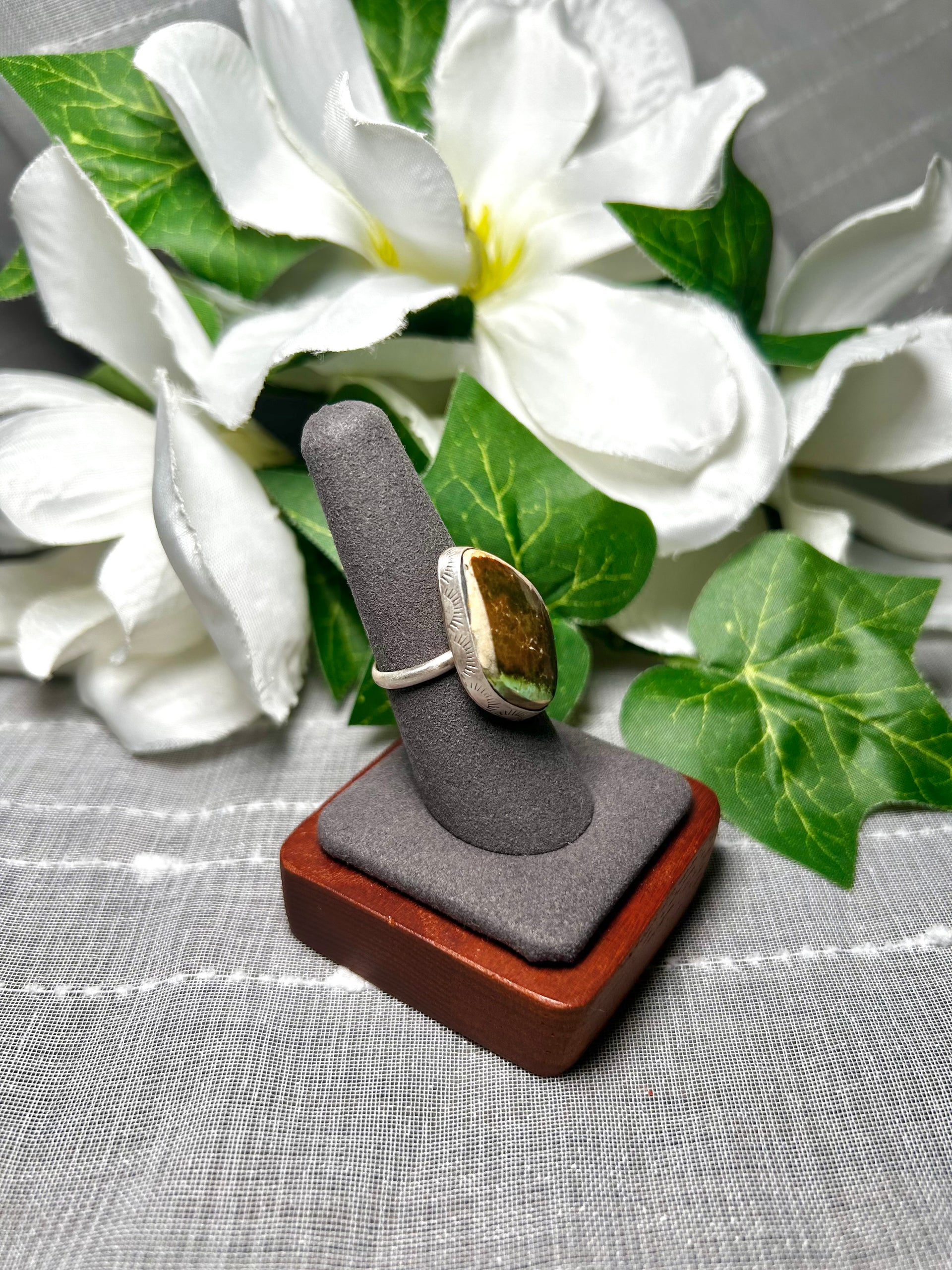 Navajo Made Royston Turquoise & Sterling Silver Ring Size 7.5