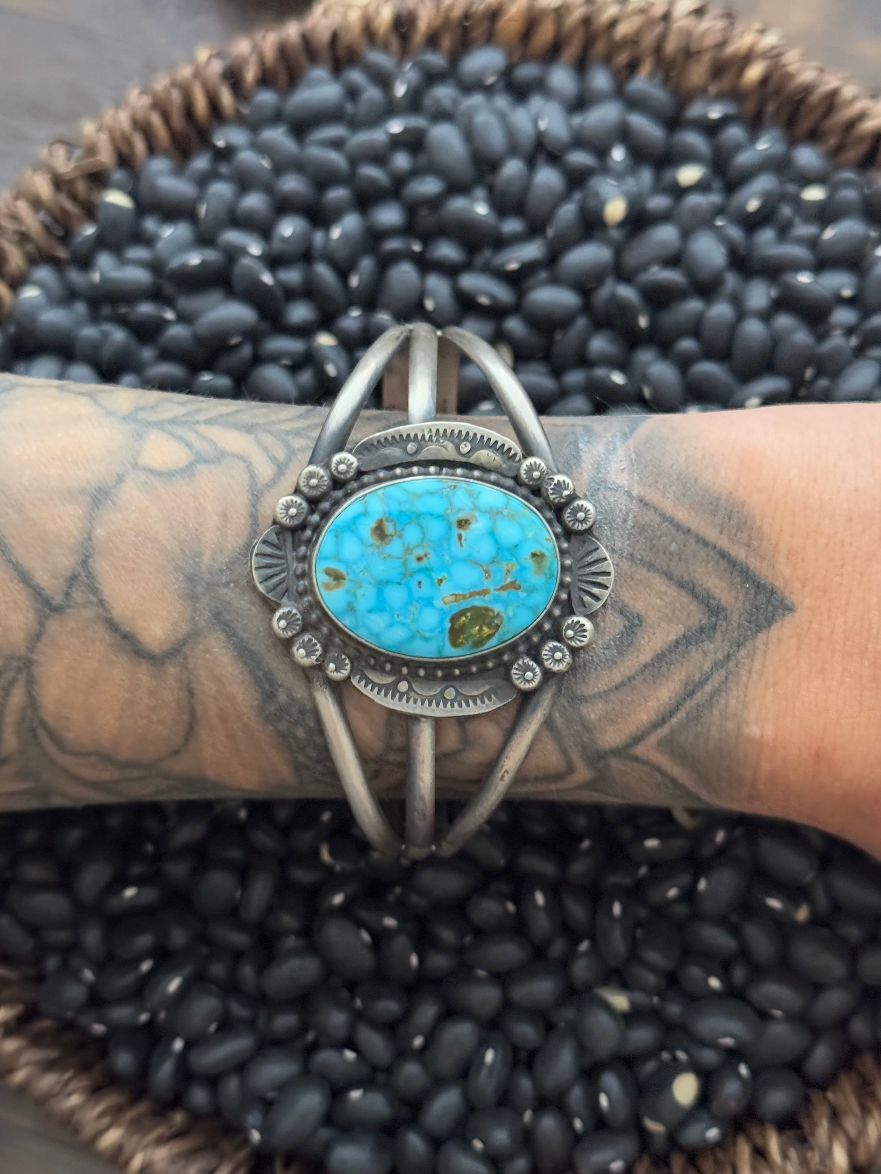 Sheila Becenti Birdseye Kingman Turquoise & Sterling Silver Cuff Bracelet