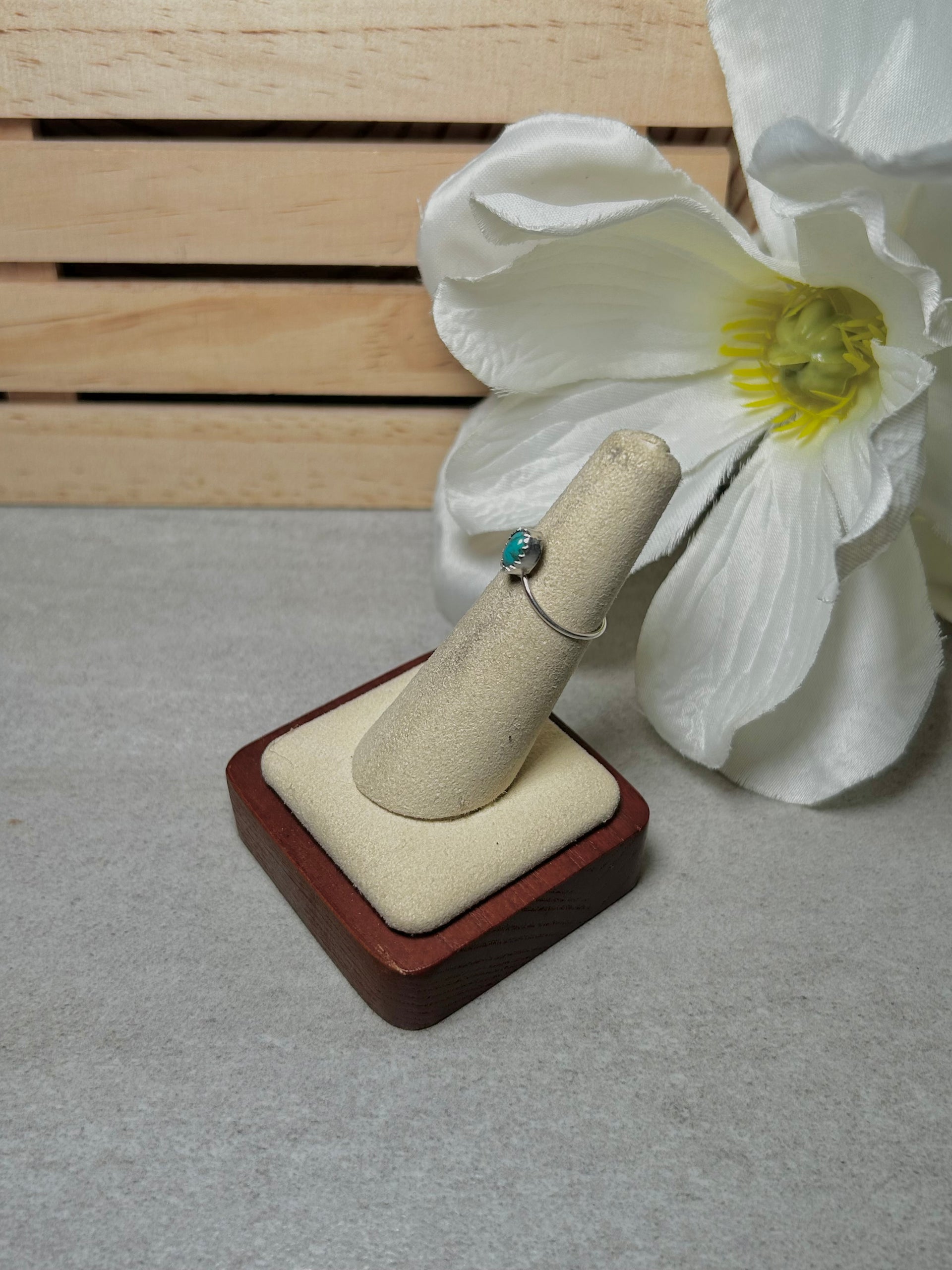 Navajo Made Kingman Turquoise & Sterling Silver Ring Size 5.5