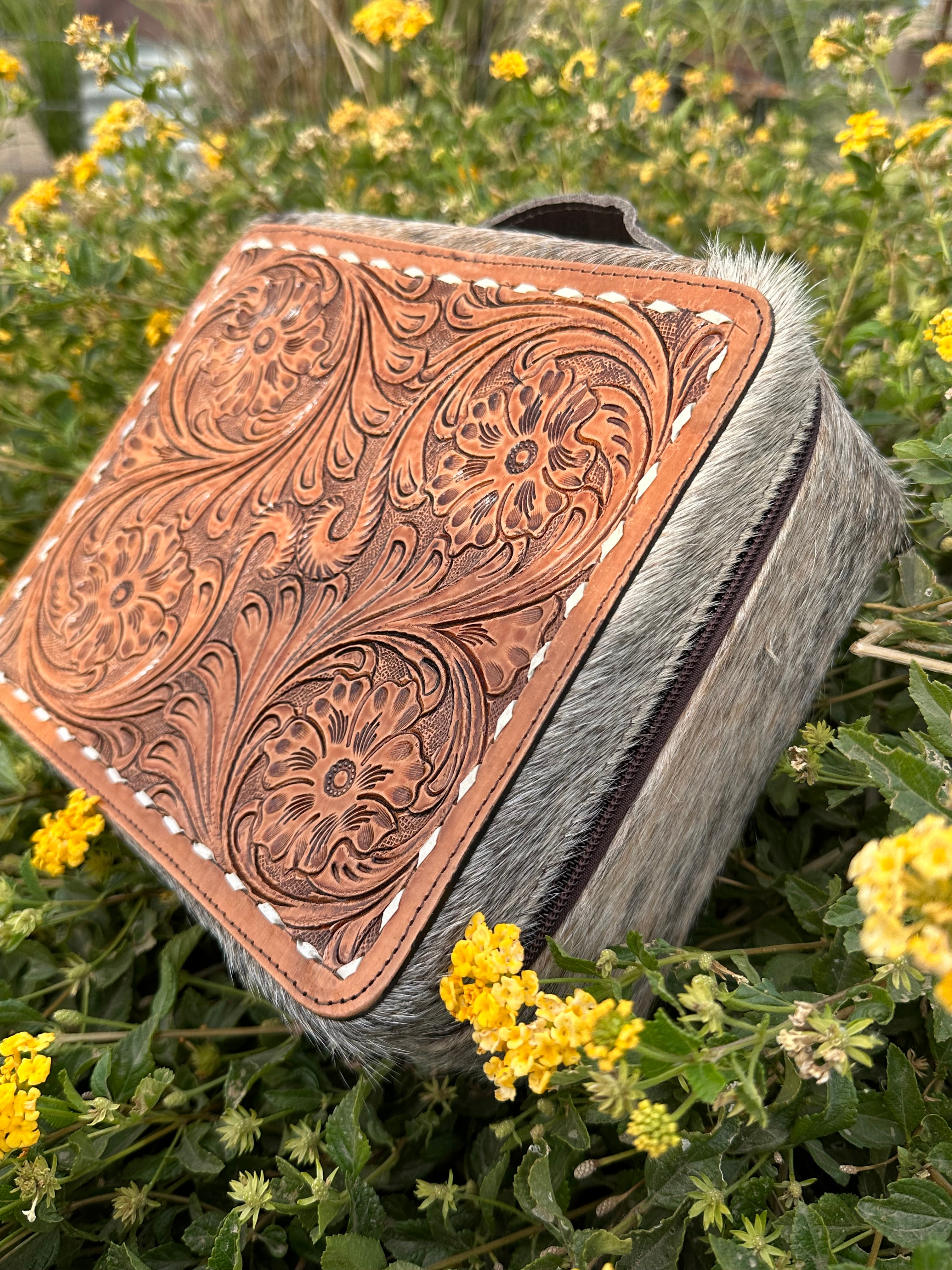 Genuine Leather Cowhide & Tooled Leather Jewelry Box