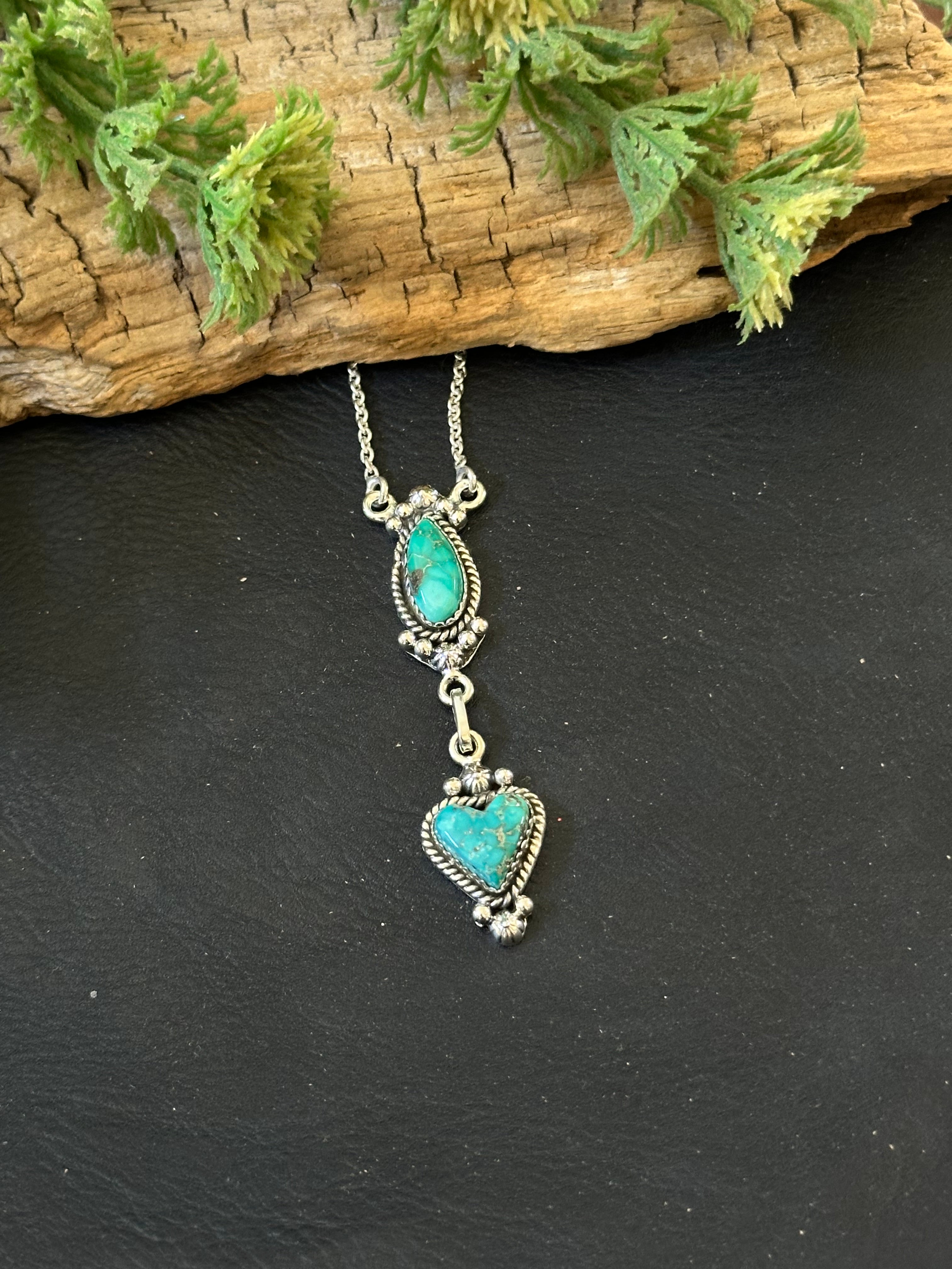 Southwest Handmade Emerald Valley Turquoise & Sterling Silver Necklace