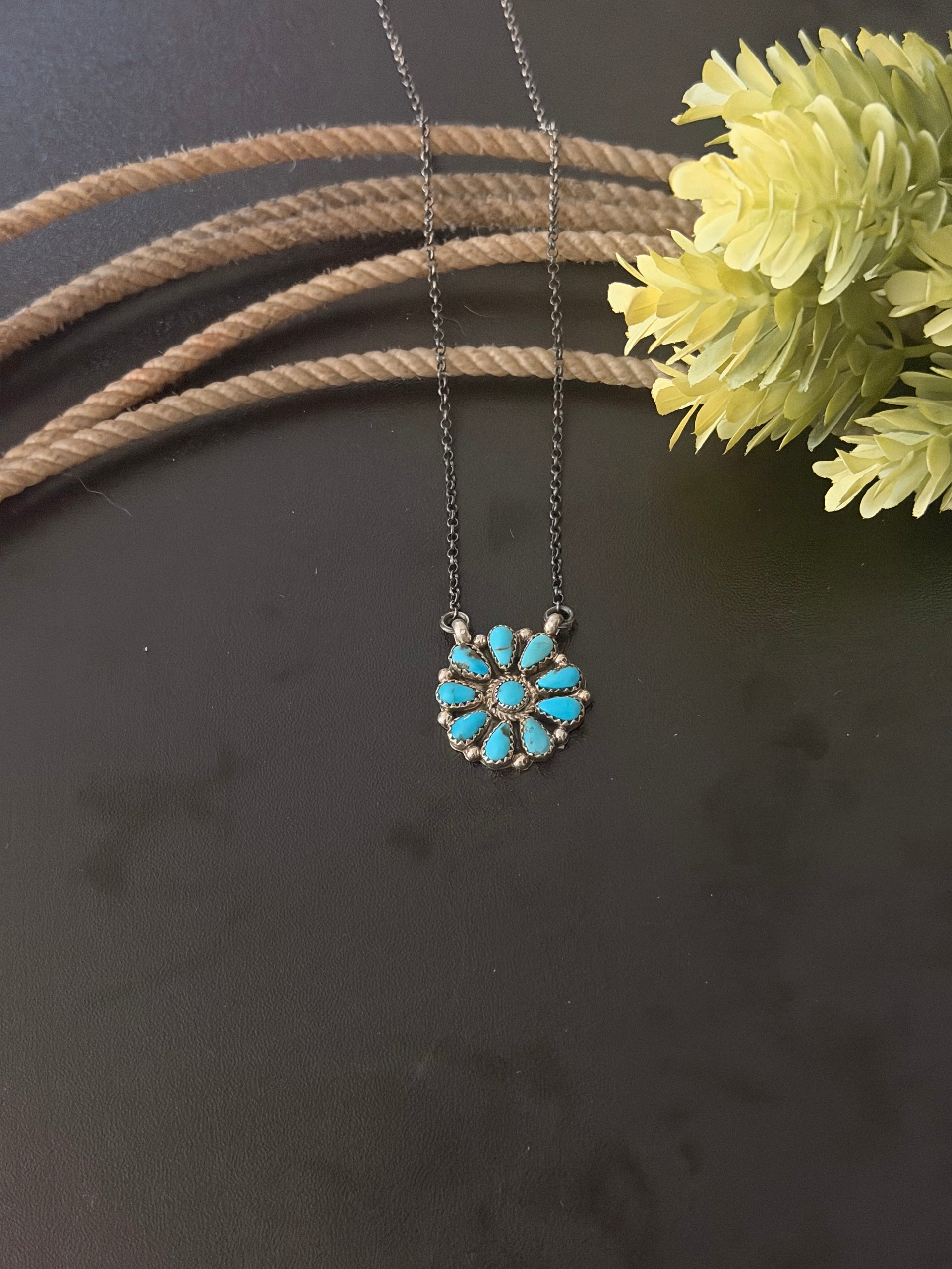 Alicia Wilson Kingman Turquoise & Sterling Silver Cluster Necklace