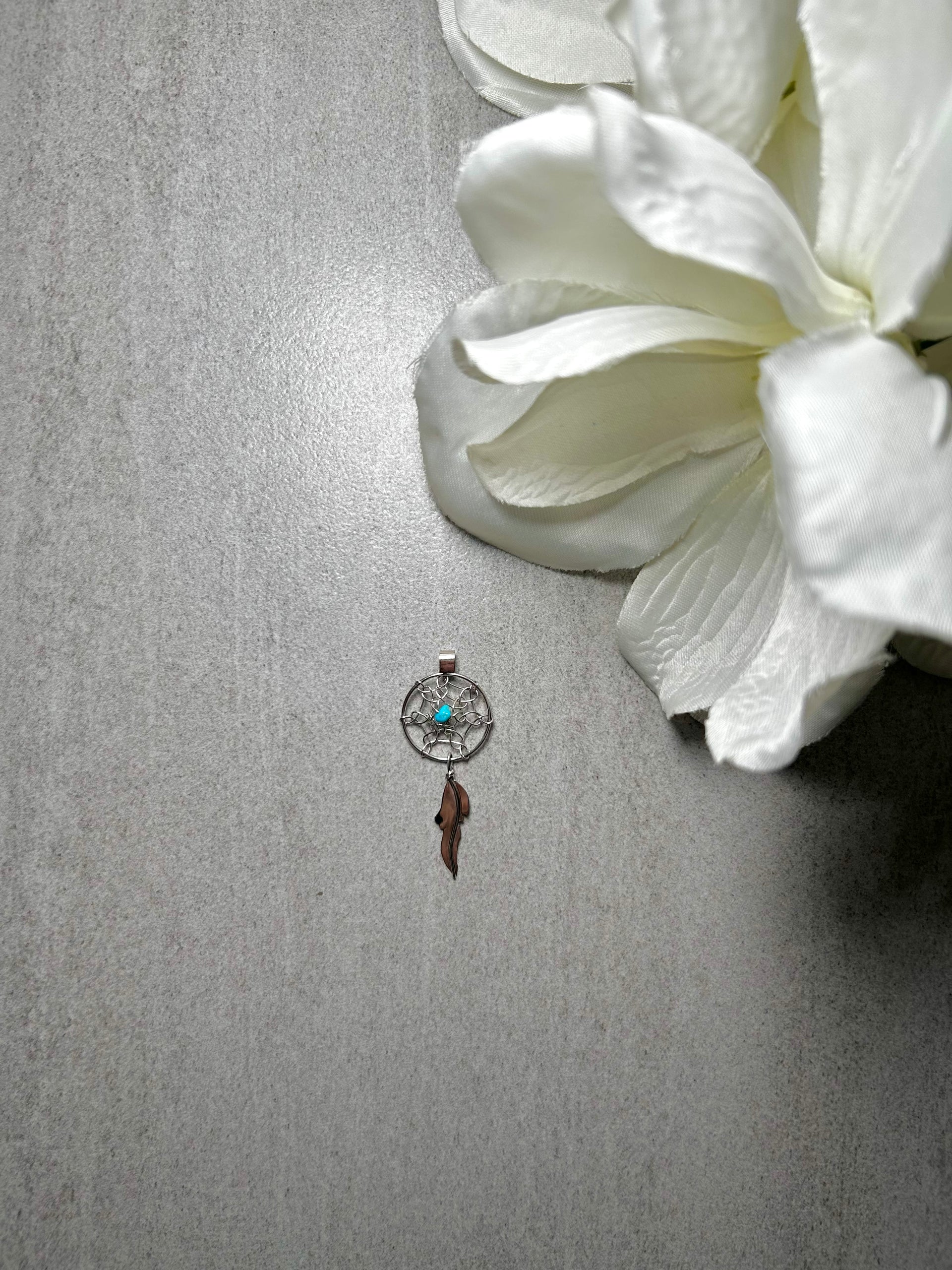 Navajo Made Kingman Turquoise & Sterling Silver Pendant