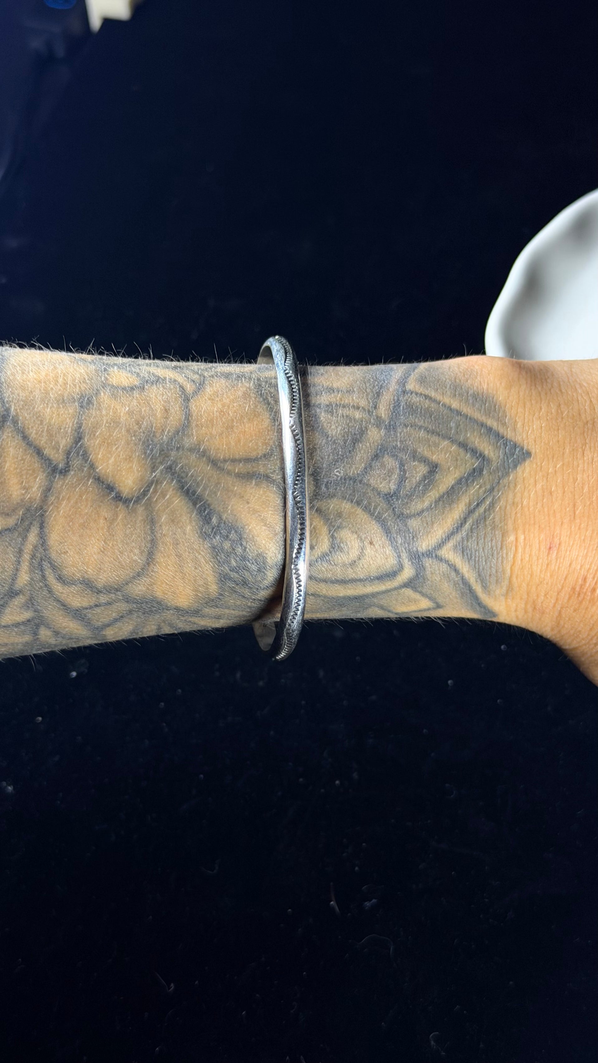 Navajo Made Sterling Silver Cuff Stamped Cuff Bracelet