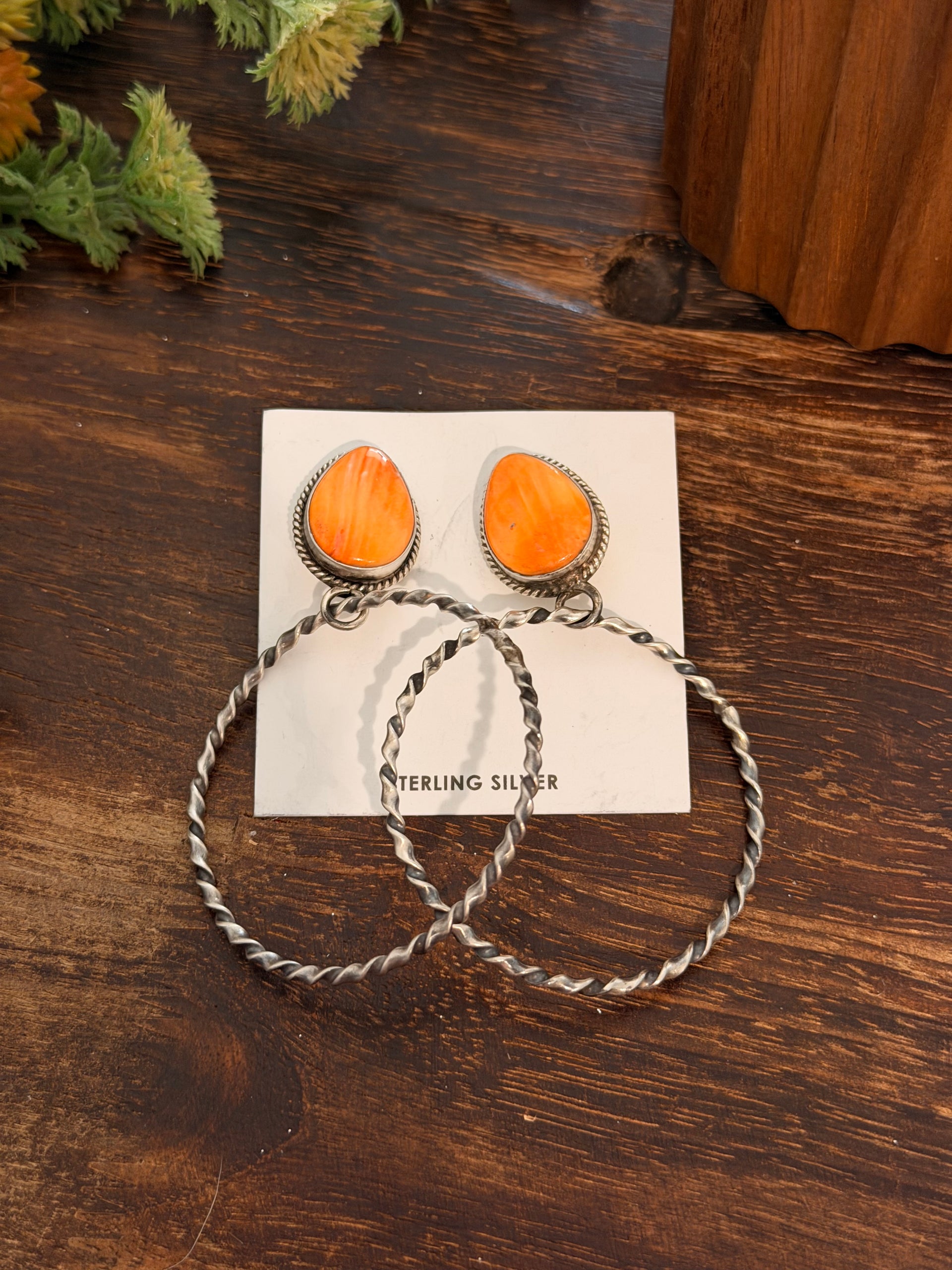 Elouise Kee Spiny Oyster & Sterling Silver Post Dangle Earrings