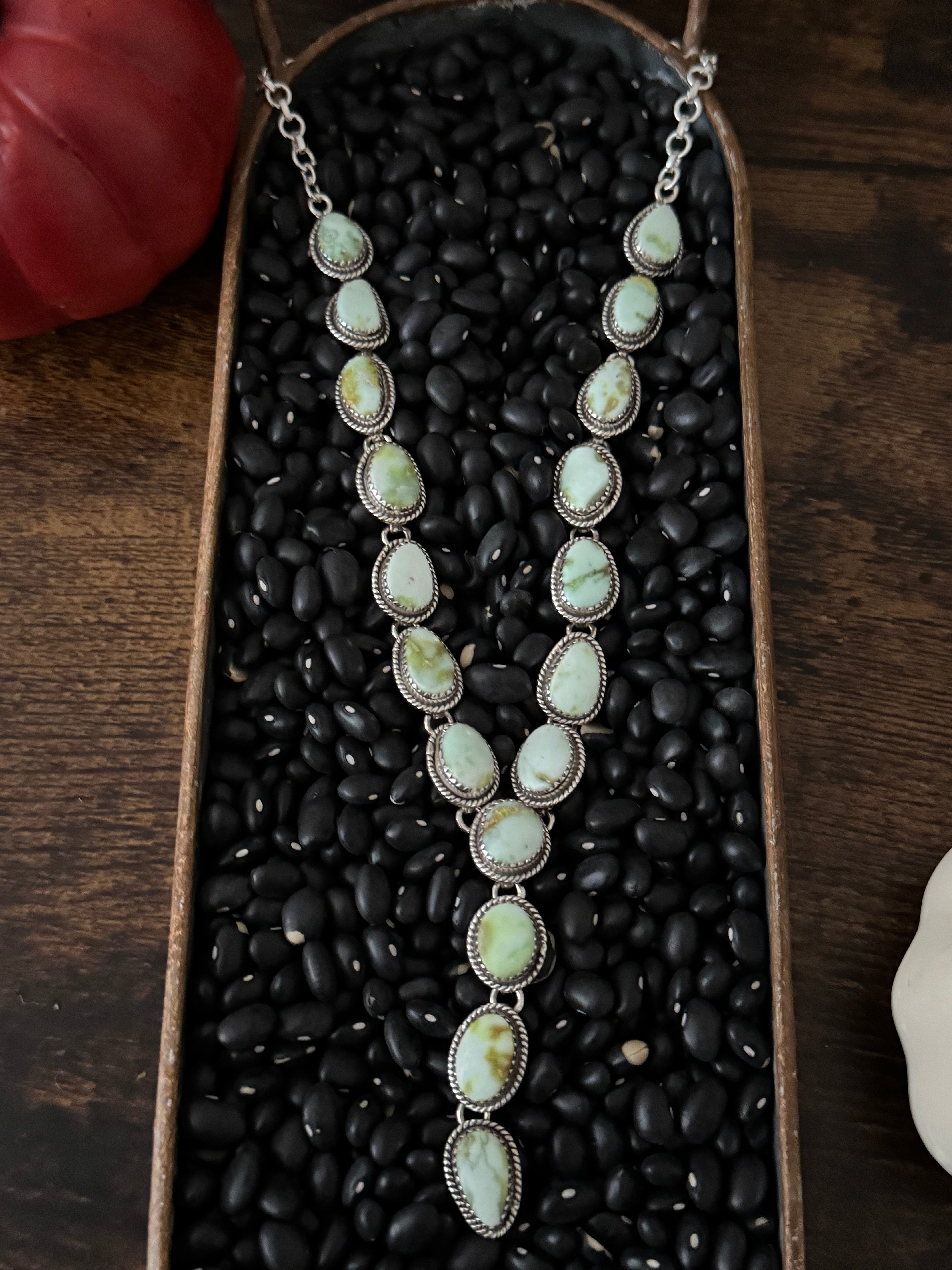 TTD Palomino Variscite & Sterling Silver Lariat Necklace