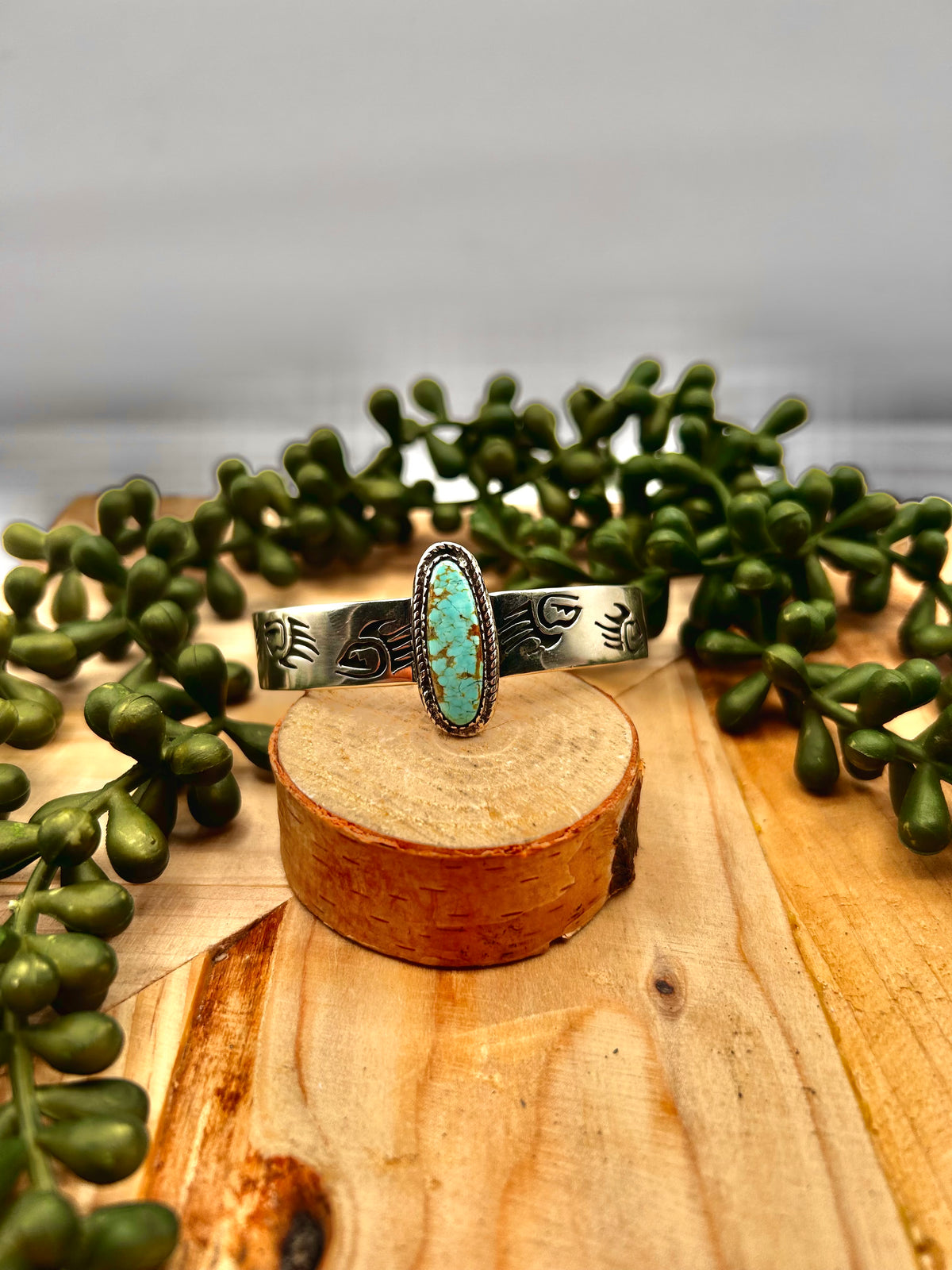 Navajo Made #8 Turquoise & Sterling Silver Cuff Bracelet