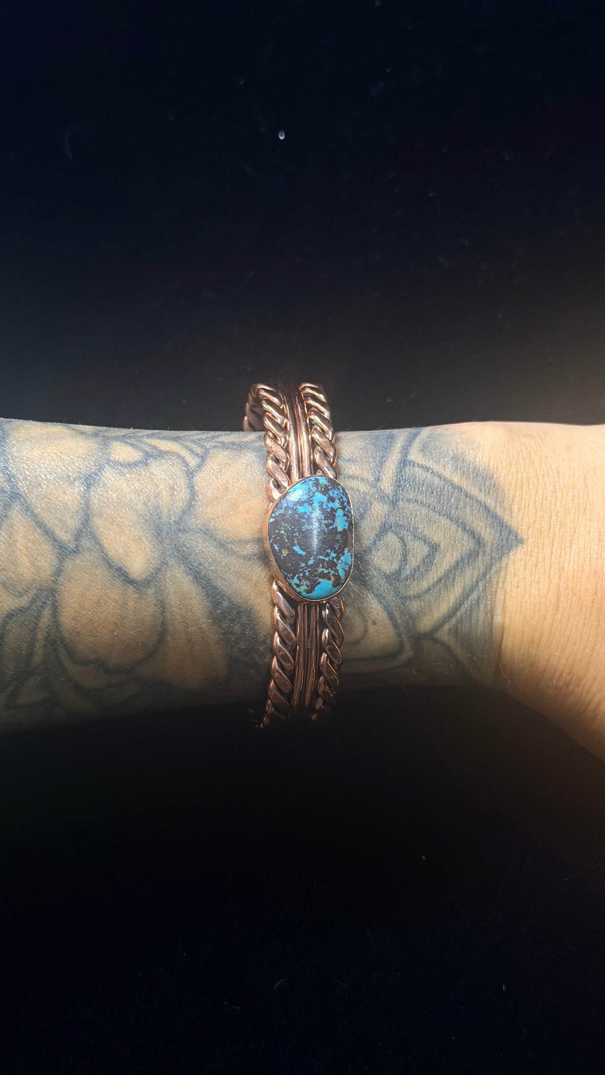 Navajo Made Kingman Turquoise & Copper Cuff Bracelet