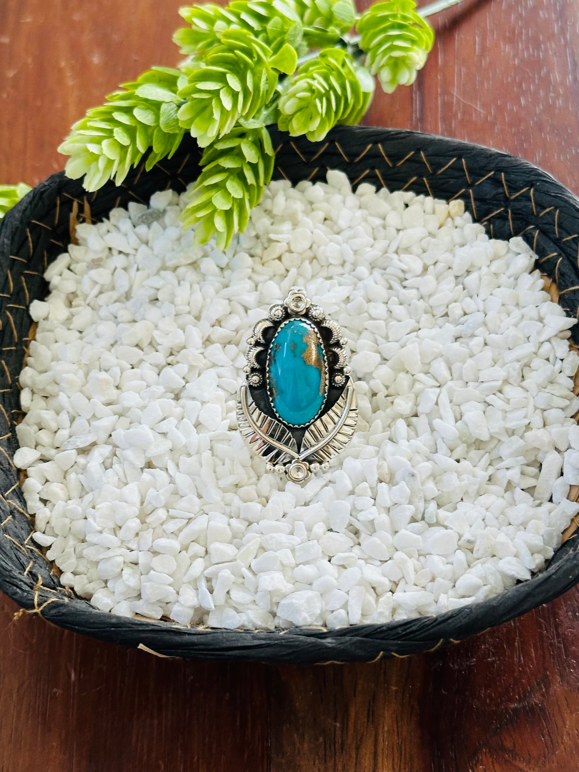 TTD “Retro” Kingman Turquoise & Sterling Silver Adjustable Ring