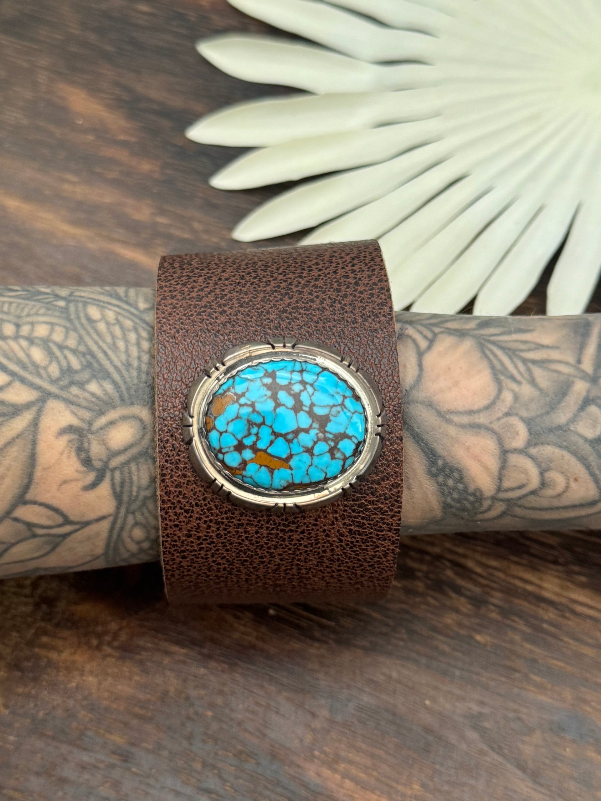 Julia Etsitty Egyptian Turquoise & Genuine Leather Bracelet
