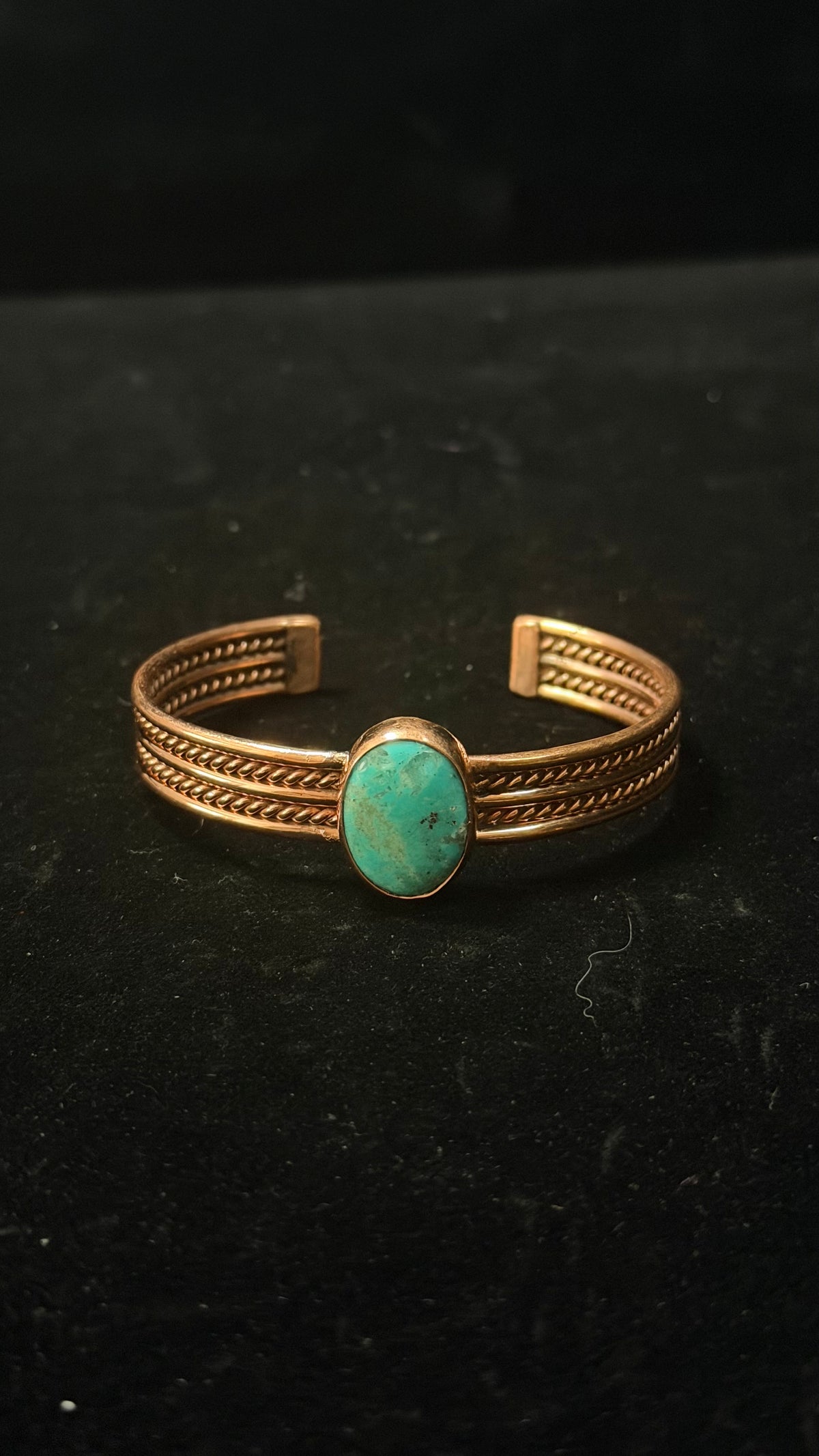 Navajo Made Kingman Turquoise & Copper Cuff Bracelet