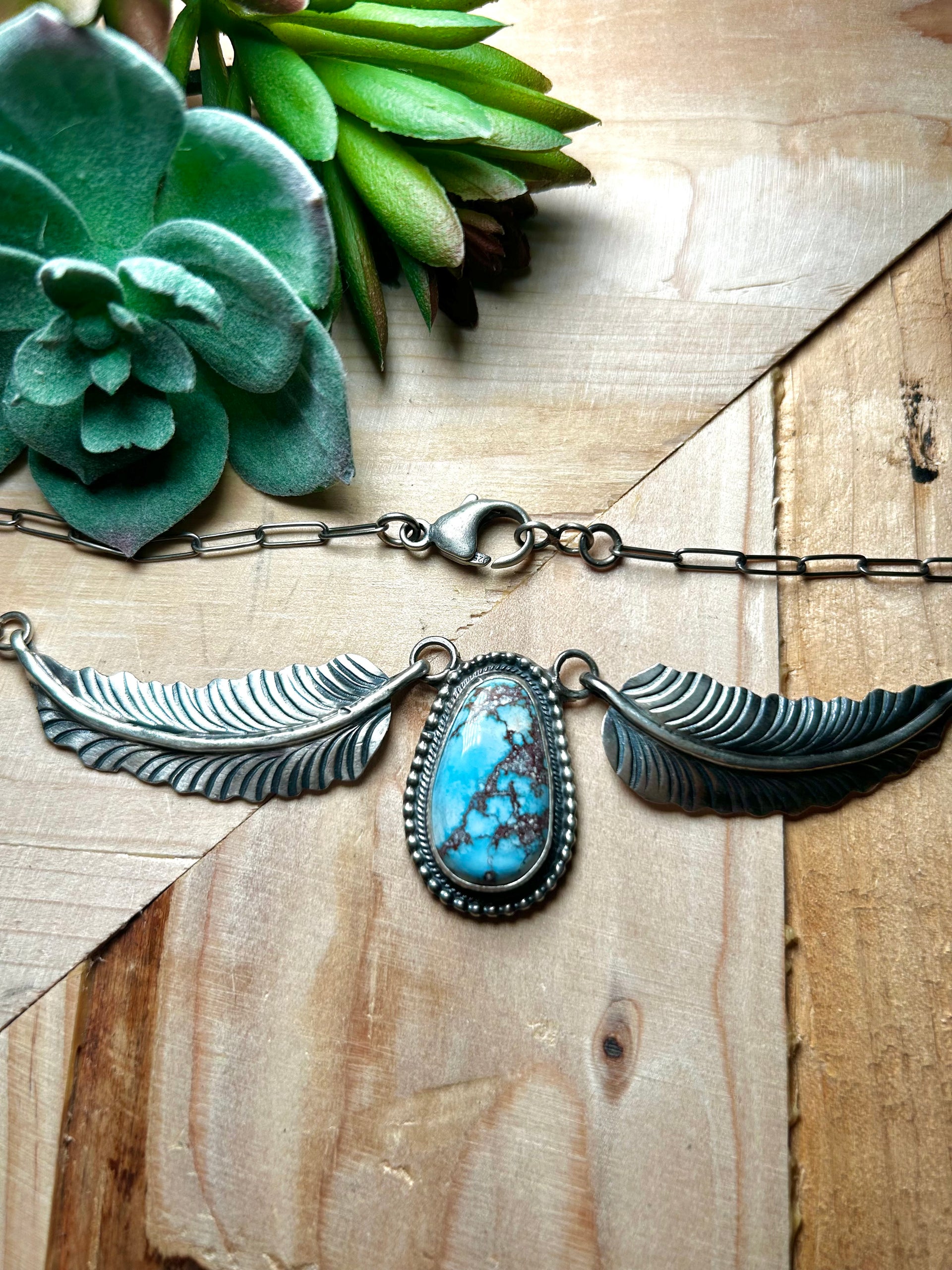 Navajo Made Golden Hill Turquoise & Sterling Silver Necklace