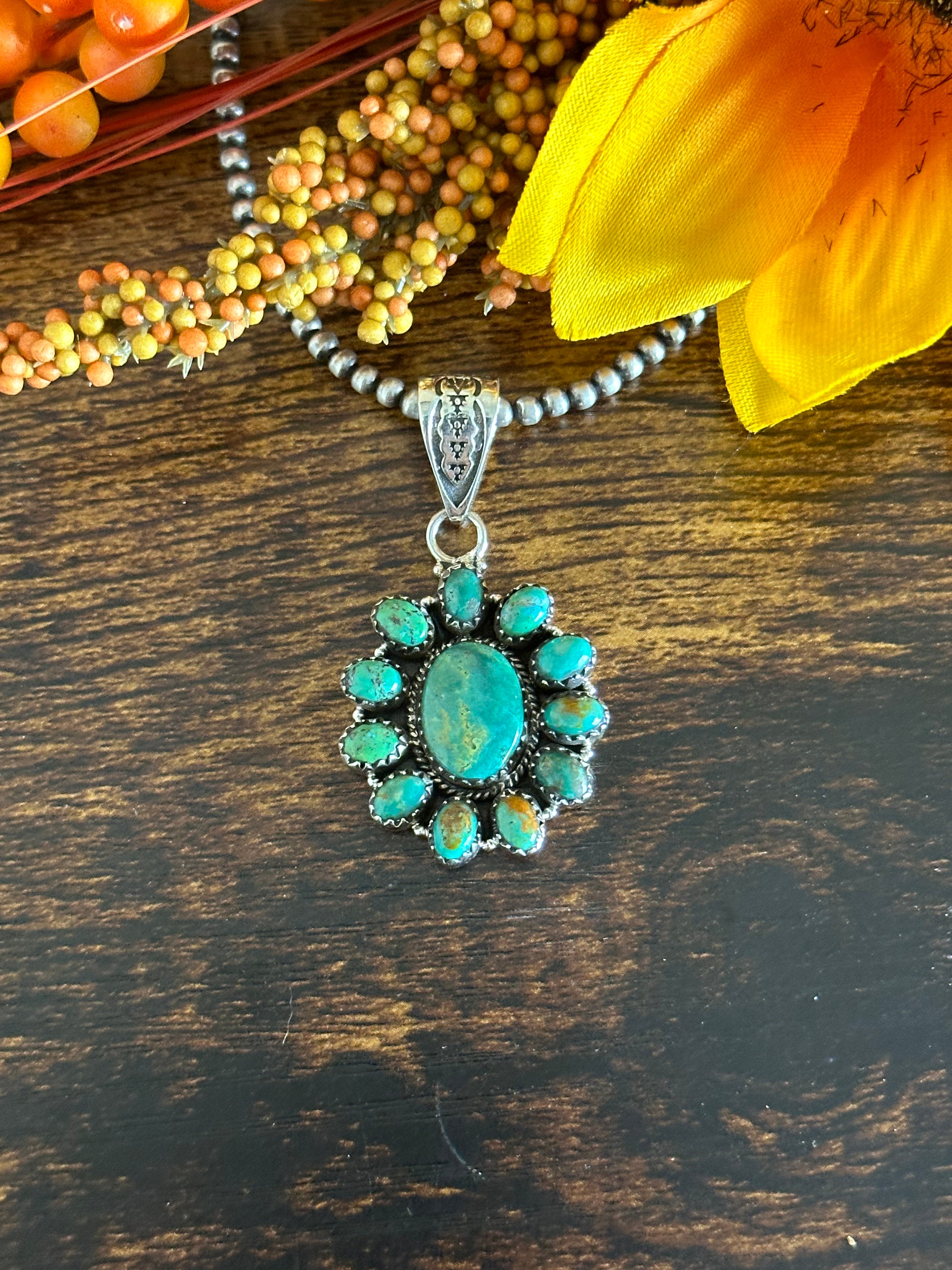 Southwest Handmade Kingman Turquoise & Sterling Silver Pendant