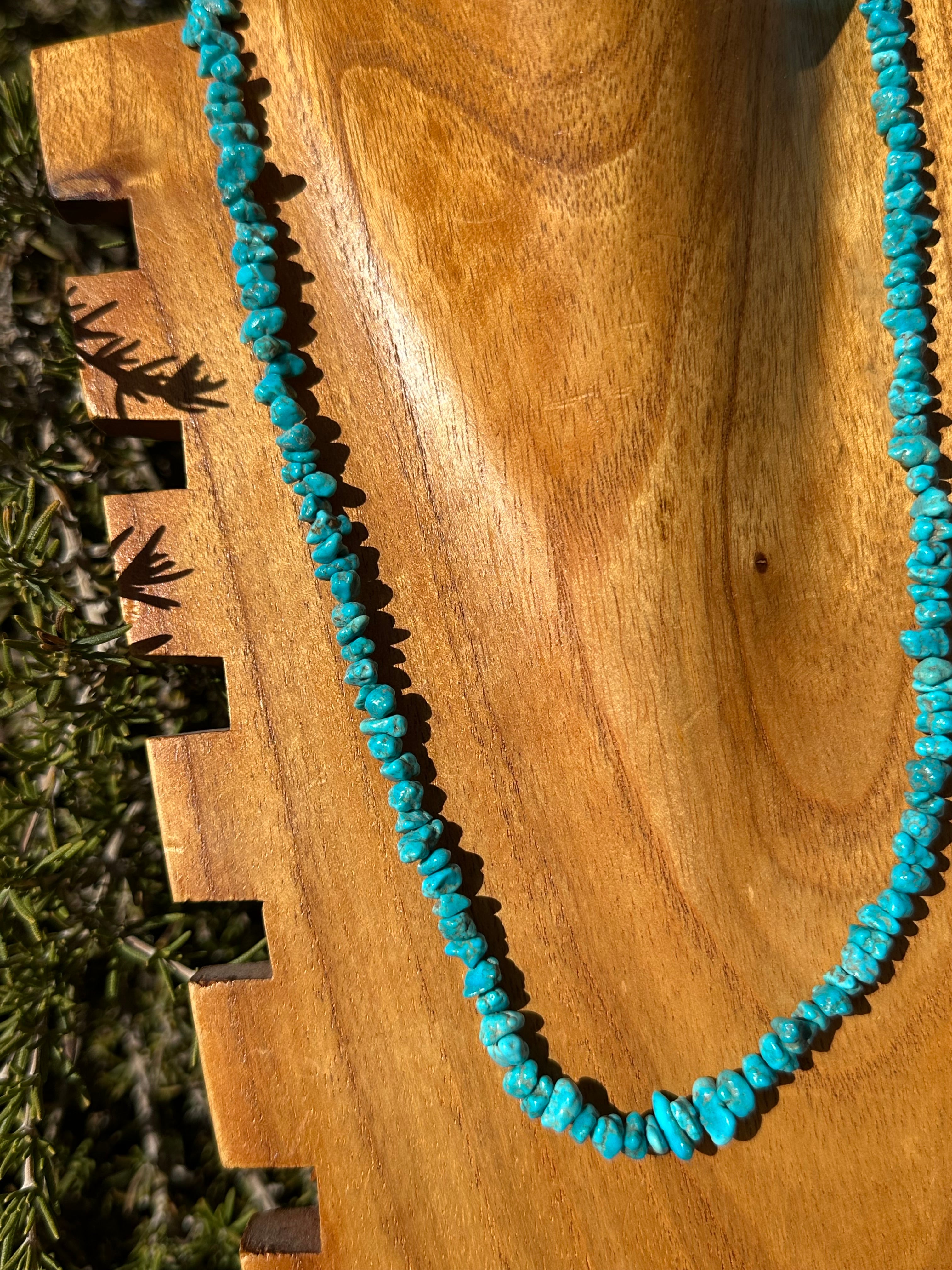 Navajo Strung Kingman Turquoise & Sterling Silver Beaded Necklace