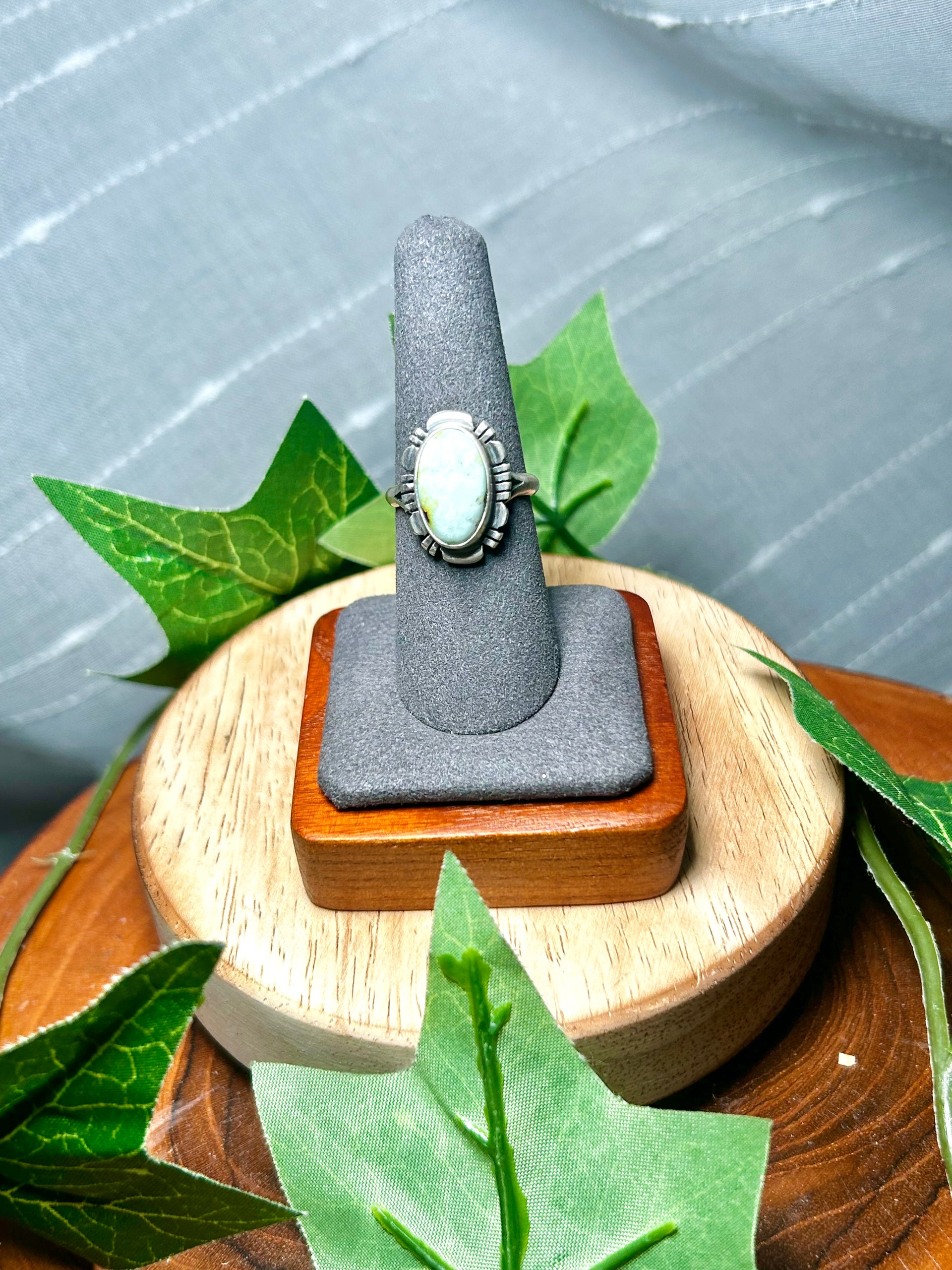 Navajo Made Palomino Variscite & Sterling Silver Ring Size 7.75