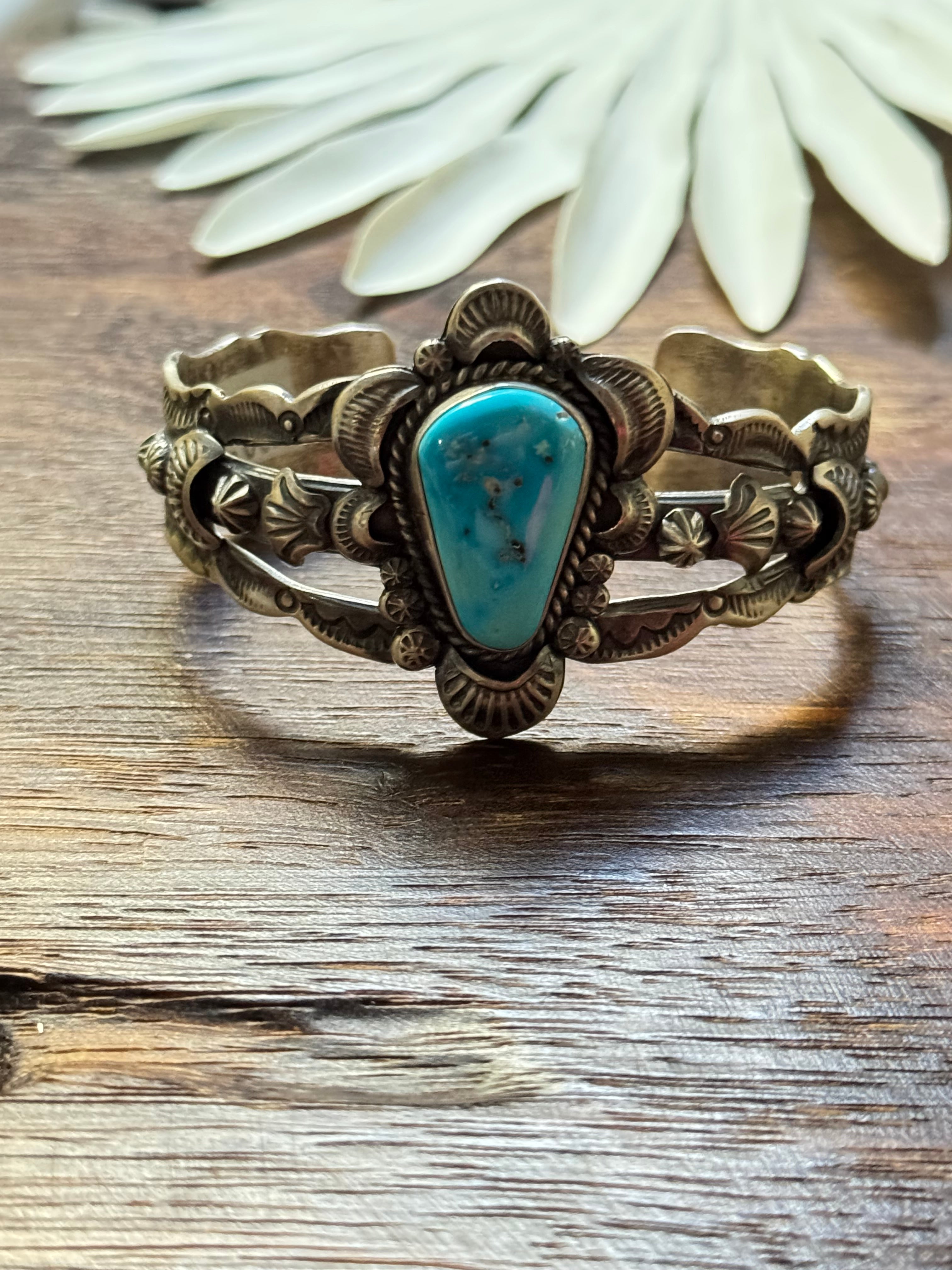 Gilbert Tom Valley Blue Turquoise & Sterling Silver Cuff Bracelet