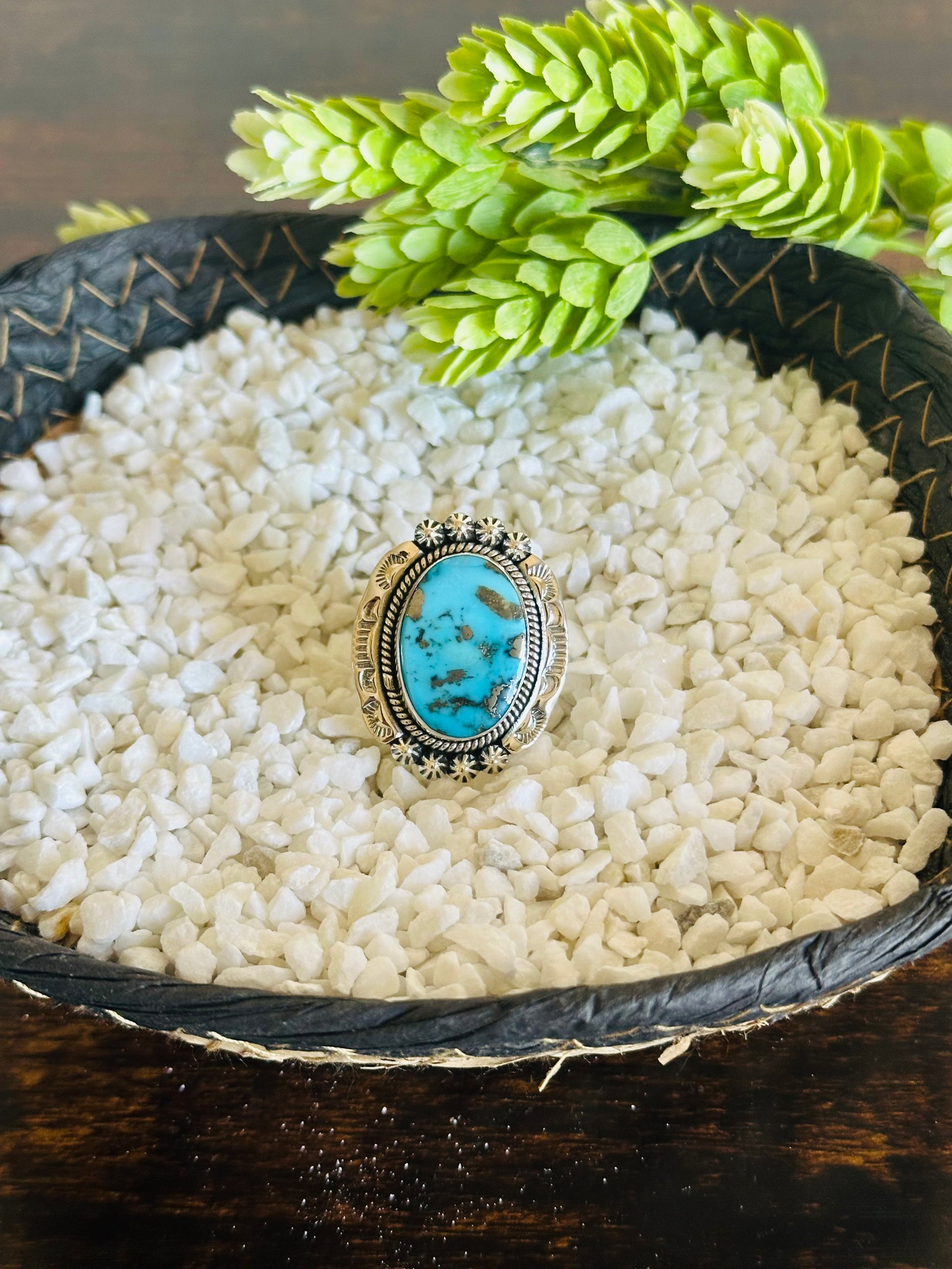 TTD Blue Ridge Turquoise & Sterling Silver Adjustable Ring
